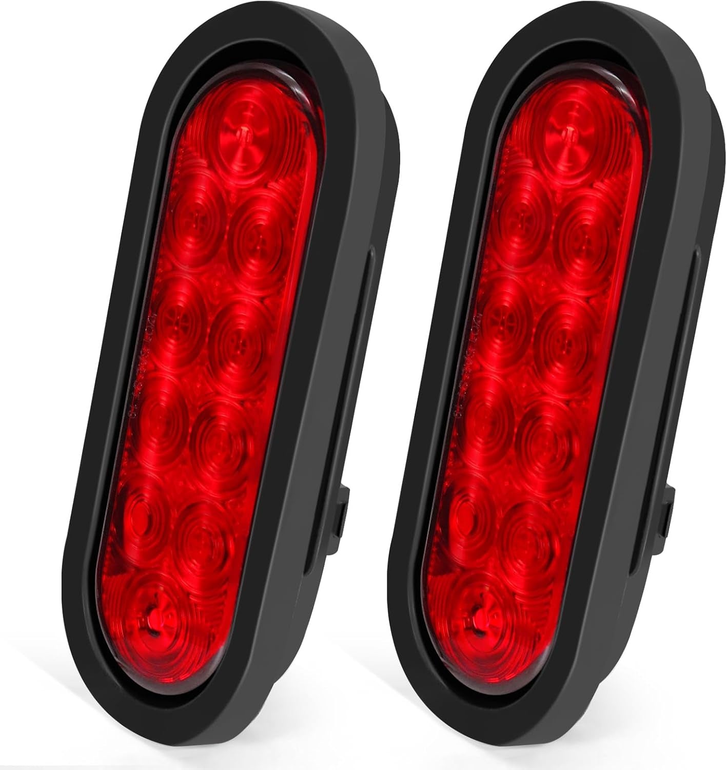 6 Inch Oval LED Trailer Lights, Red Trailer Light Kit with Rubber Grommet, 12V Waterproof Tail Light for Utility Truck Flatbed Tractor RV Boat Running Brake Stop Turn Signal, DOT Compliant TRUCK DRIVER