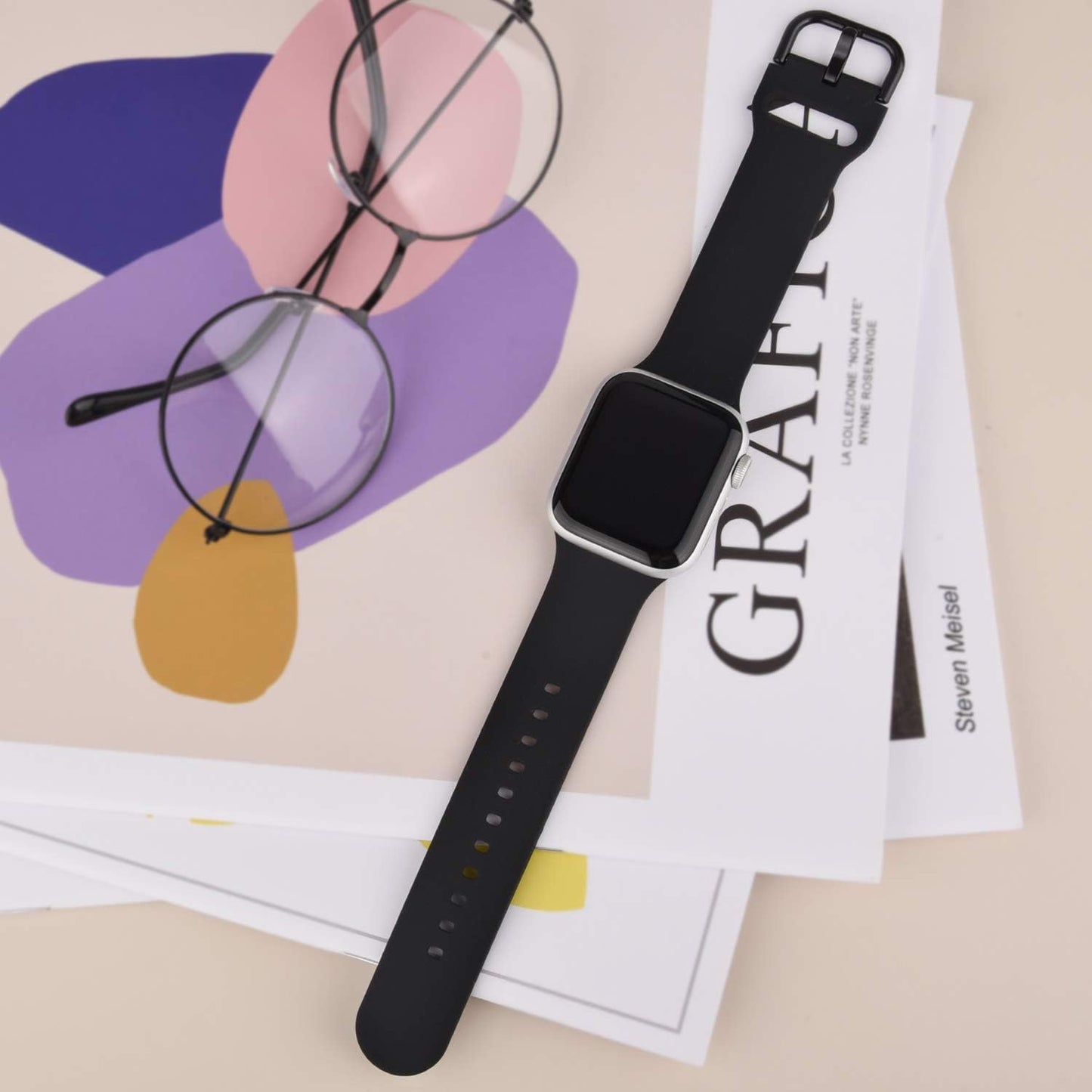 Sport Band Compatible with Apple Watch Band 38Mm 45Mm 44Mm 42Mm 41Mm 40Mm, Soft Silicone Waterproof Strap Replacement for Iwatch Apple Watch SE Series 9 8 7 6 5 4 3 2 1 for Women Men