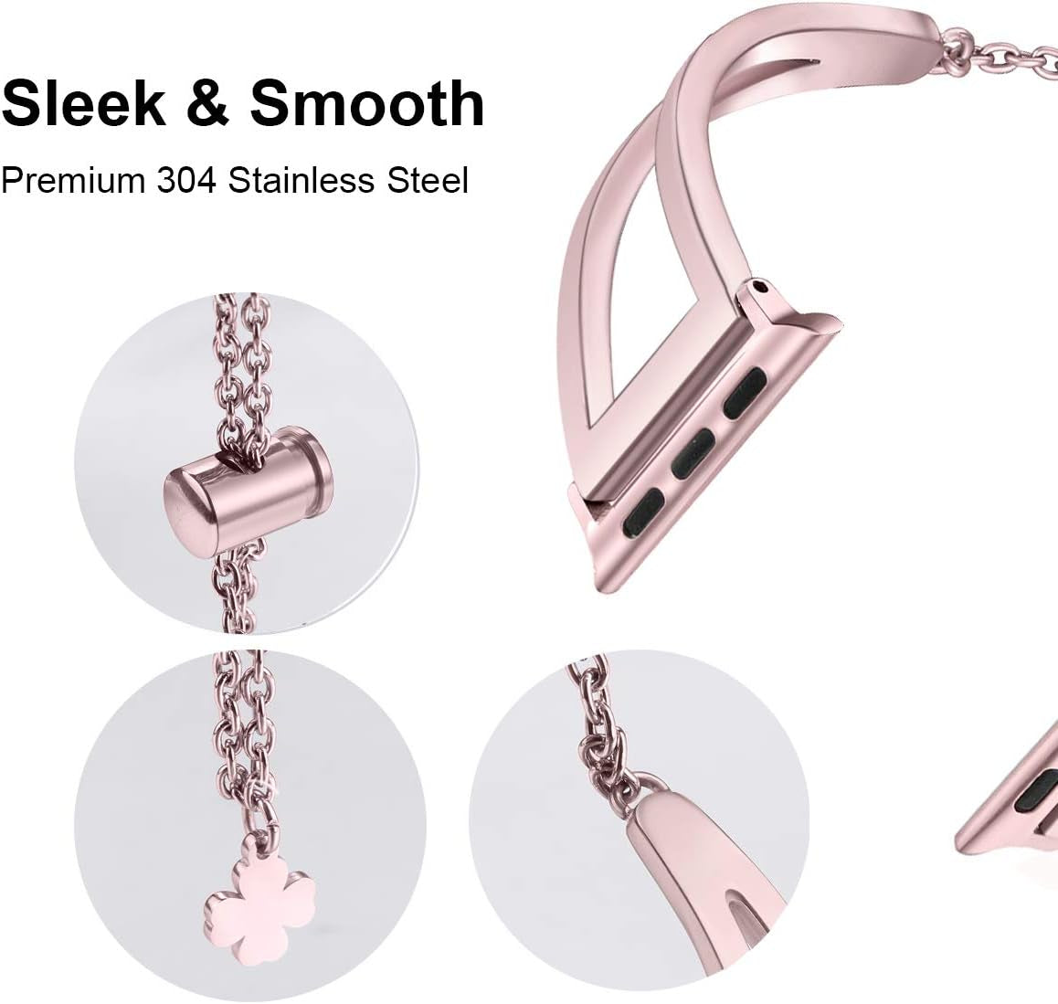 Stainless Steel Bands Compatible with Apple Watch Bands 38Mm 40Mm 41Mm 42Mm 44Mm 45Mm Iwatch Series 9/8/7/6/5/4/3/2/1/SE, Dressy Metal Bangle Bracelet Women