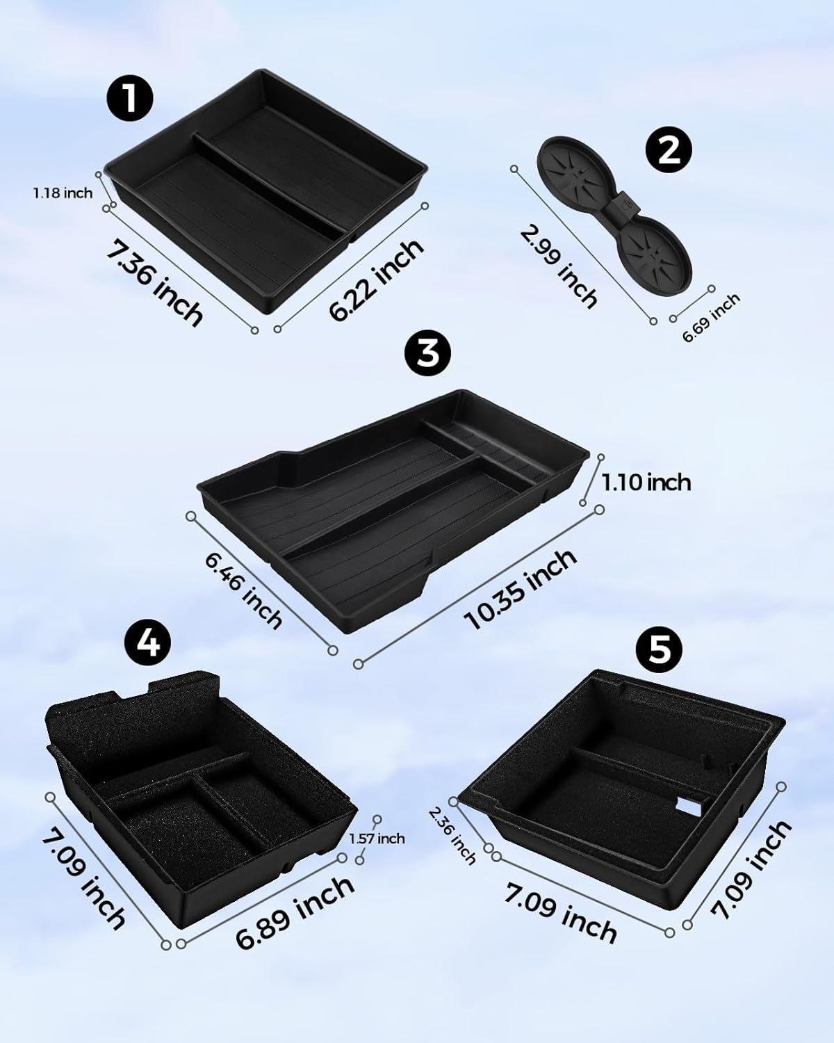 Newest 5PCS Center Console Organizer Compatible with 2024 2025 Tesla Model 3 Highland,4 Car Organizer Trays & 1 Center Console Cup Holder,Hidden Storage for Tesla Model 3 Accessories 2024 2025