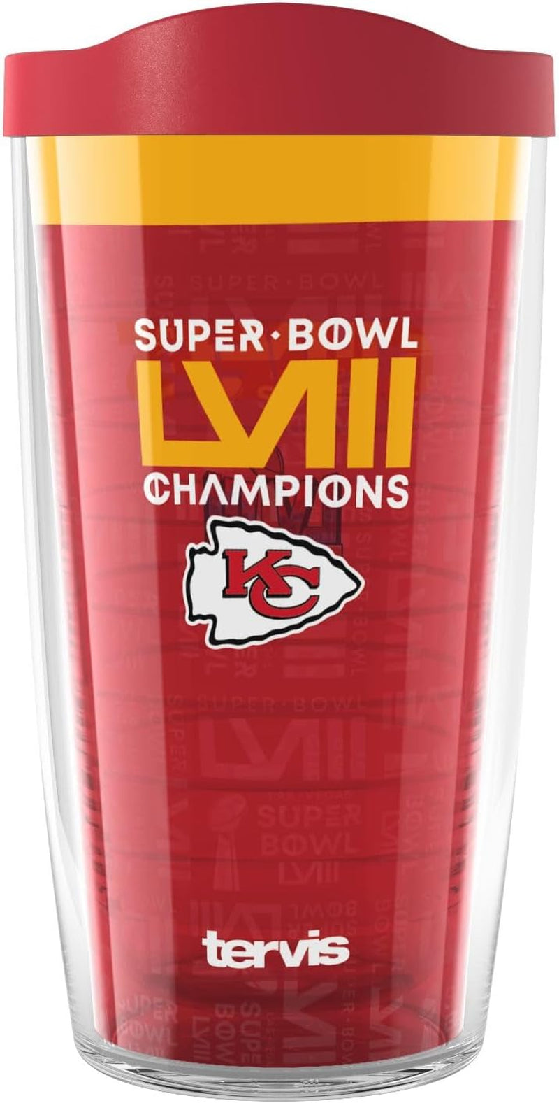 Traveler NFL Kansas City Chiefs - Super Bowl 58 LVIII Champions Triple Walled Insulated Tumbler Travel Cup Keeps Drinks Cold & Hot, 30Oz, Stainless Steel
