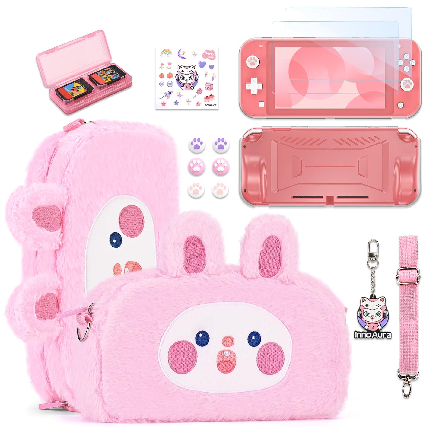 Switch Lite Case 18 in 1 Switch Lite Accessories Bundle with Switch Lite Carrying Case, Switch Game Case, Switch Lite Screen Protector, Switch Thumb Grips (Purple)