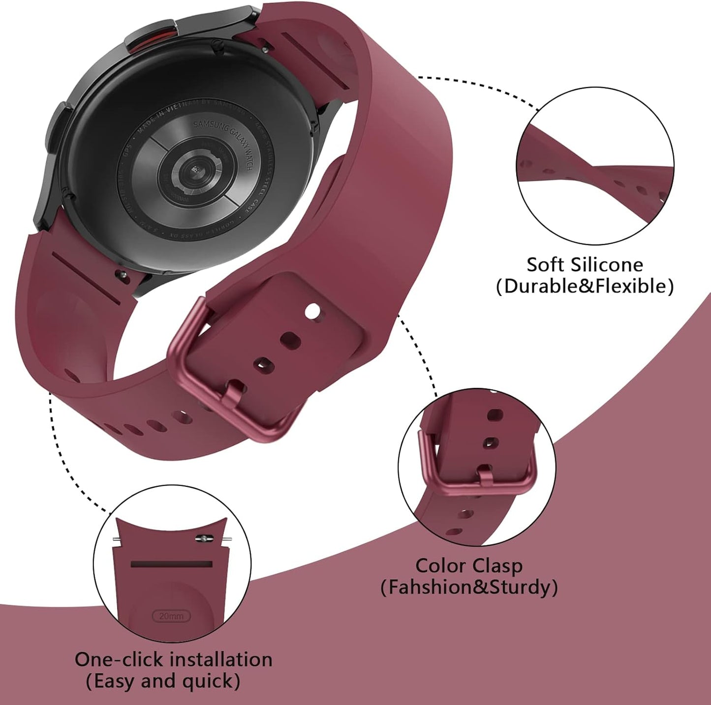 Bands Compatible for Galaxy Watch 4/4 Classic, Soft Silicone Sports Band for Galaxy Watch 4 40Mm/44Mm,Men Women Replacement Strap for Galaxy 4 Classic 42Mm 46Mm