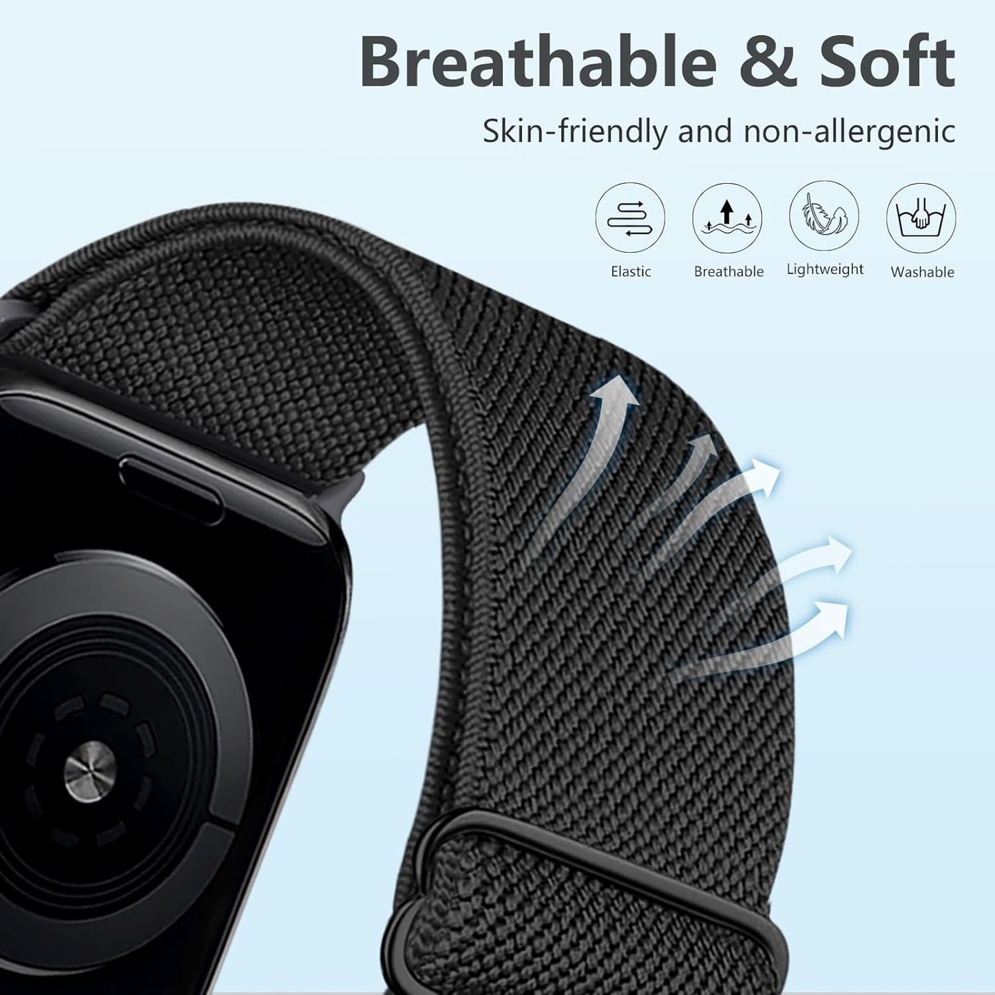 Stretchy Nylon Band Compatible with Apple Watch Series 9 8 7 45Mm 41Mm Ultra 2 Band 49Mm Series 6 5 4 SE 44Mm 40Mm Series 3 2 1 38Mm 42Mm Men Iwatch Bands Womens Elastic Solo Loop Sports Strap