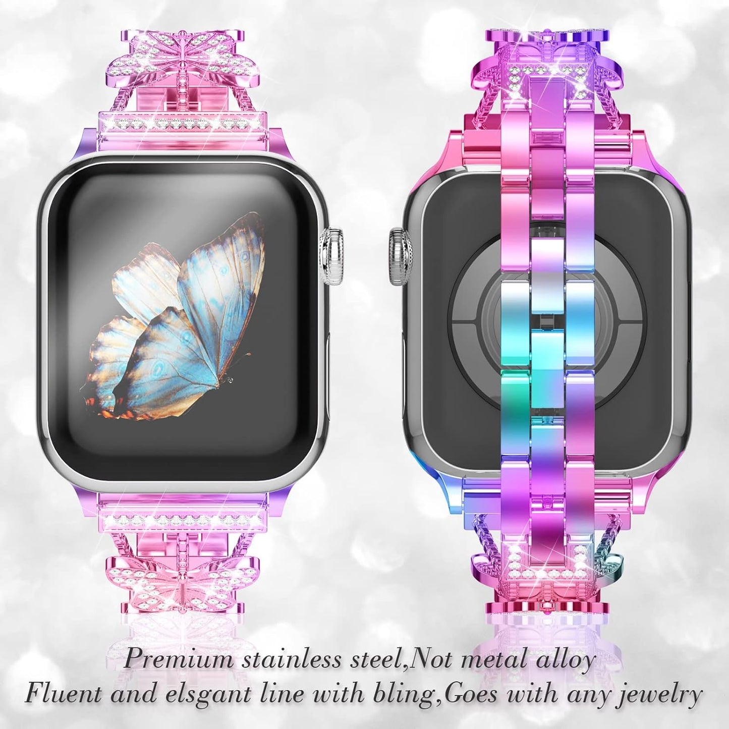Add Sparkle to Your Watch with the Metal Diamond Starlight Band - Compatible with Apple Watch Series 8/7/6/5/4/3/2/1/Se/Ultra - Shiny and Stylish for Women in Sizes 38Mm 40Mm 41Mm 42Mm 44Mm 45Mm 49Mm