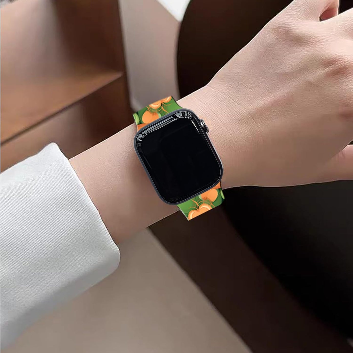 Sport Band Compatible with Apple Watch Bands 49Mm 45Mm 44Mm 42Mm 41Mm 40Mm 38Mm Women Girl, Silicone Floral Printed Fadeless the Roses Pattern Design Strap for Iwatch Series 9,8,7,6,5,4,3,2,5,SE