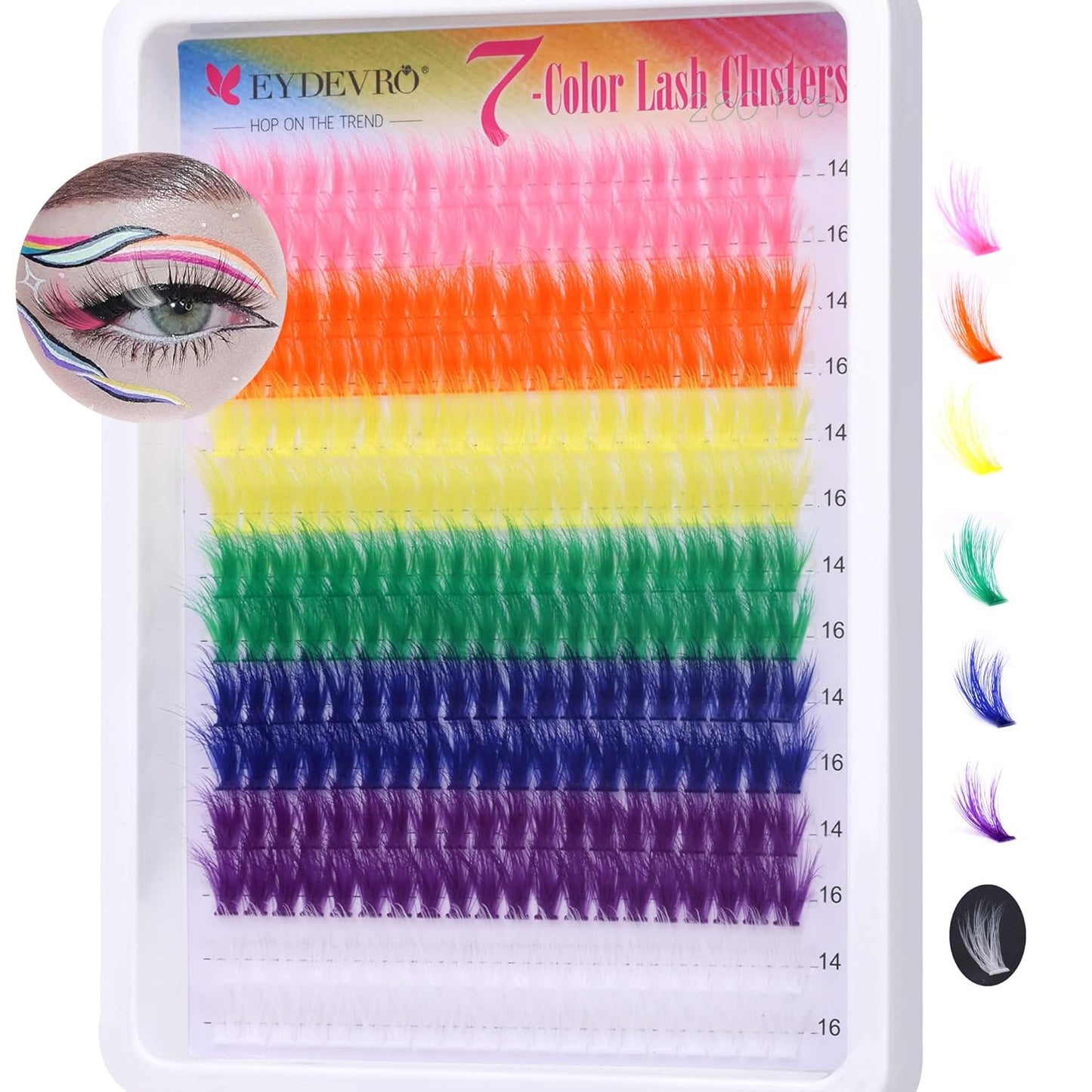 Fluffy Lash Clusters Kit 80D100D Volume Lash Extension Kit 280 Pcs Left/Right Cluster Eyelash Extension Kit D Curl Thick Mega Lash Clusters with Waterproof Lash Bond and Seal and Lash Tweezers