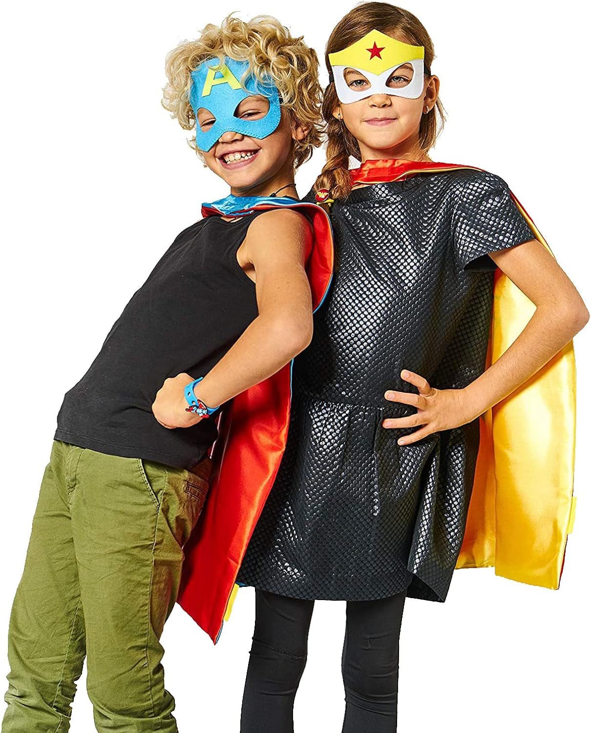 Superhero Capes for Kids Halloween Costumes and Dress up - Superhero Toys Capes 4-10 Year for Boys Birthday Party Gifts