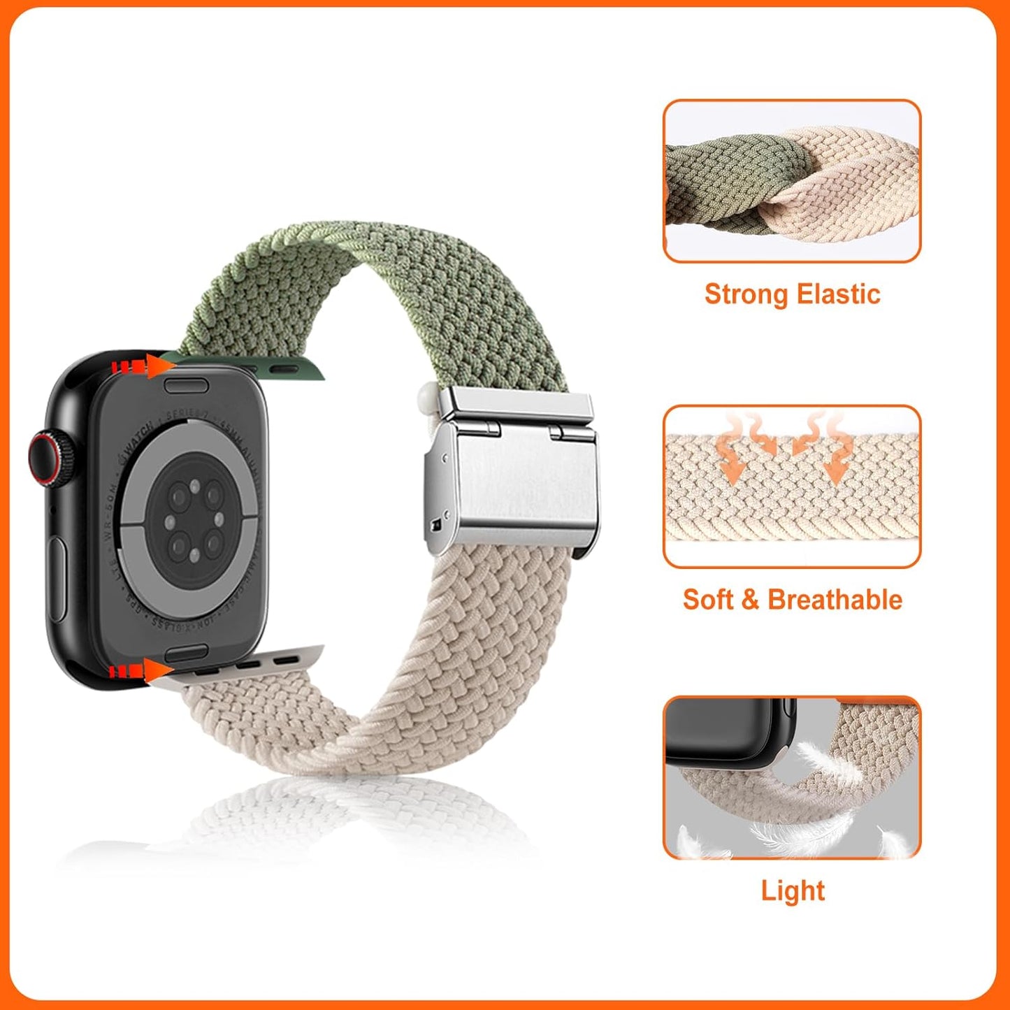 Compatible with Apple Watch Band Braided Stretchy Wristbands, Solo Loop Strap with Adjustable Buckle for Iwatch Series 8 7 6 SE 5 4 3 2 1 Ultra, 38Mm 40Mm 41Mm 42Mm 44Mm 45Mm 49Mm Women Men, 3Packs