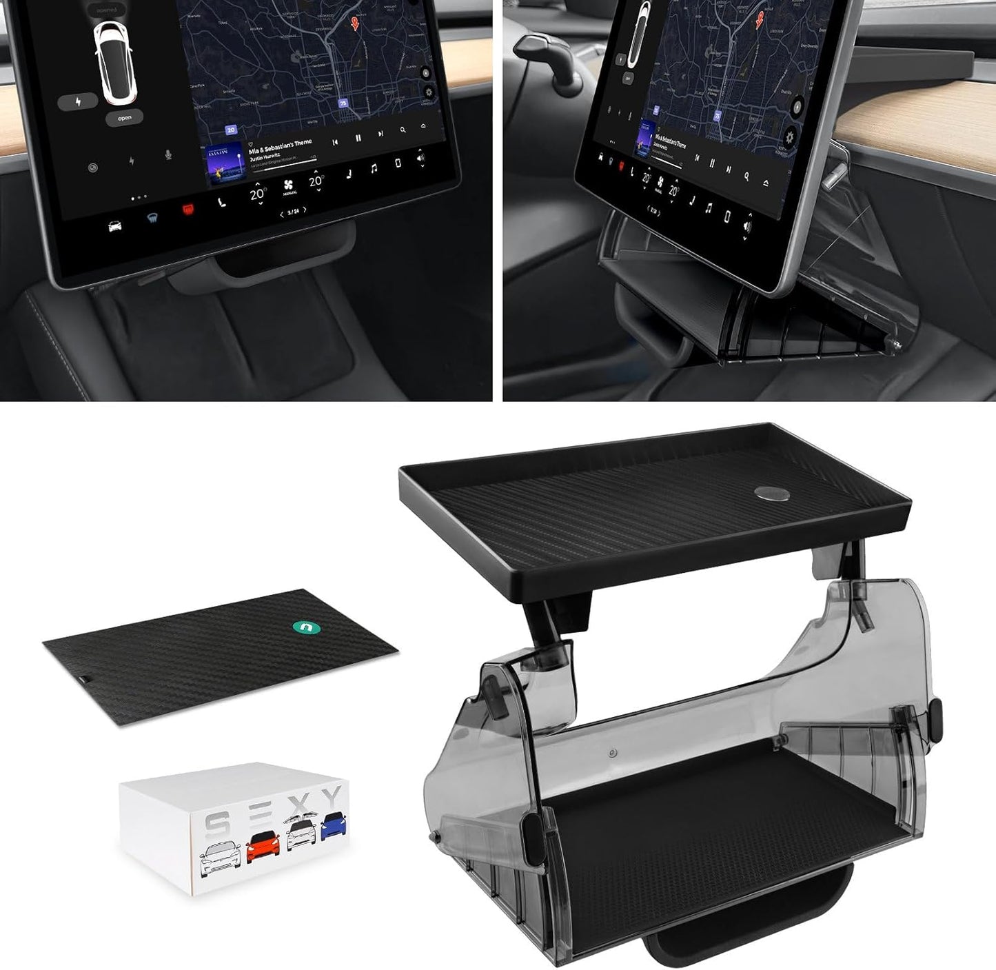 Hideable Tesla under Screen Storage Model Y/3, Magnetic Center Console Organizer behind Screen Tray Compatible with Tesla Model Y/3 Accessories 2024-2017 (Not Fit 2024 Model 3 Highland) -White