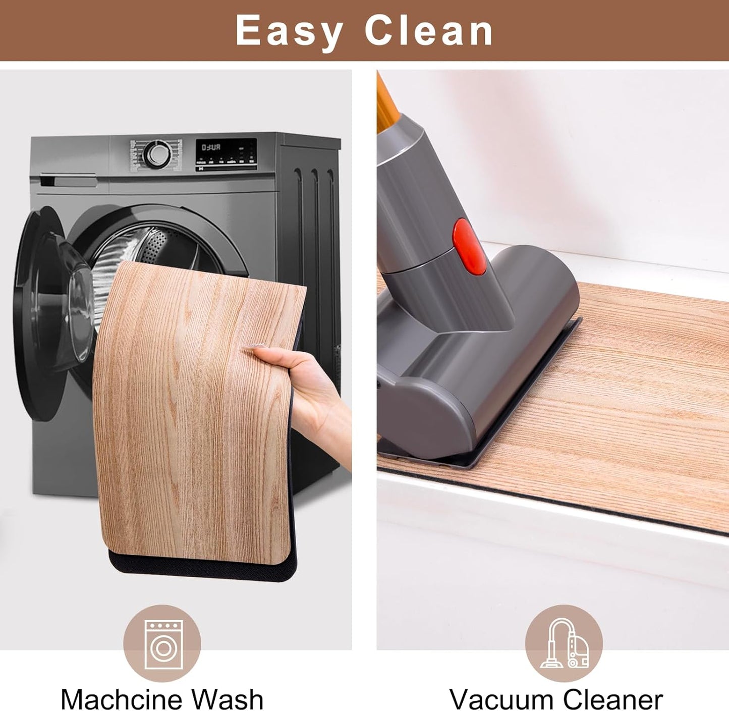 Non Slip Rubber Stair Treads, Indoor Stair Treads Stair Runners for Wooden Steps, Basement Stair Mats for Pet, Kids and Elderly, Brown Wood, 30"X8", Set of 15