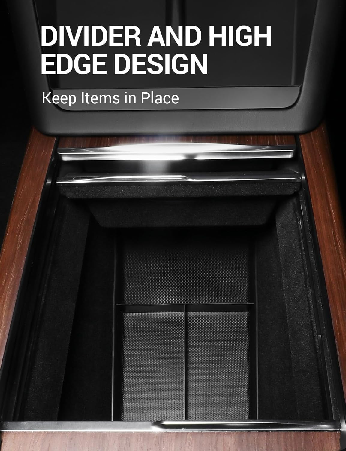 Upgraded Tesla Model S Model X Lower Center Console Organizer Tray, Bottom Console Pad Armrest Storage Box Fit Model S Model S Plaid Model X Model X Plaid Interior Accessories 2022-2025