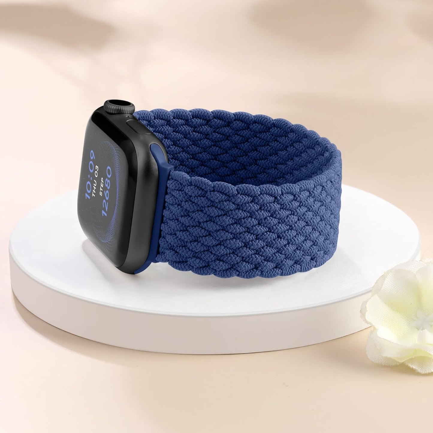 Braided Stretchy Solo Loop Compatible for Apple Watch Band 42Mm 44Mm 45Mm 49Mm 41Mm 40Mm 38Mm Women Men, Nylon Elastic Strap Wristbands for Iwatch Series 9 8 7 6 5 4 3 2 1 SE Ultra/Ultra 2,Blue