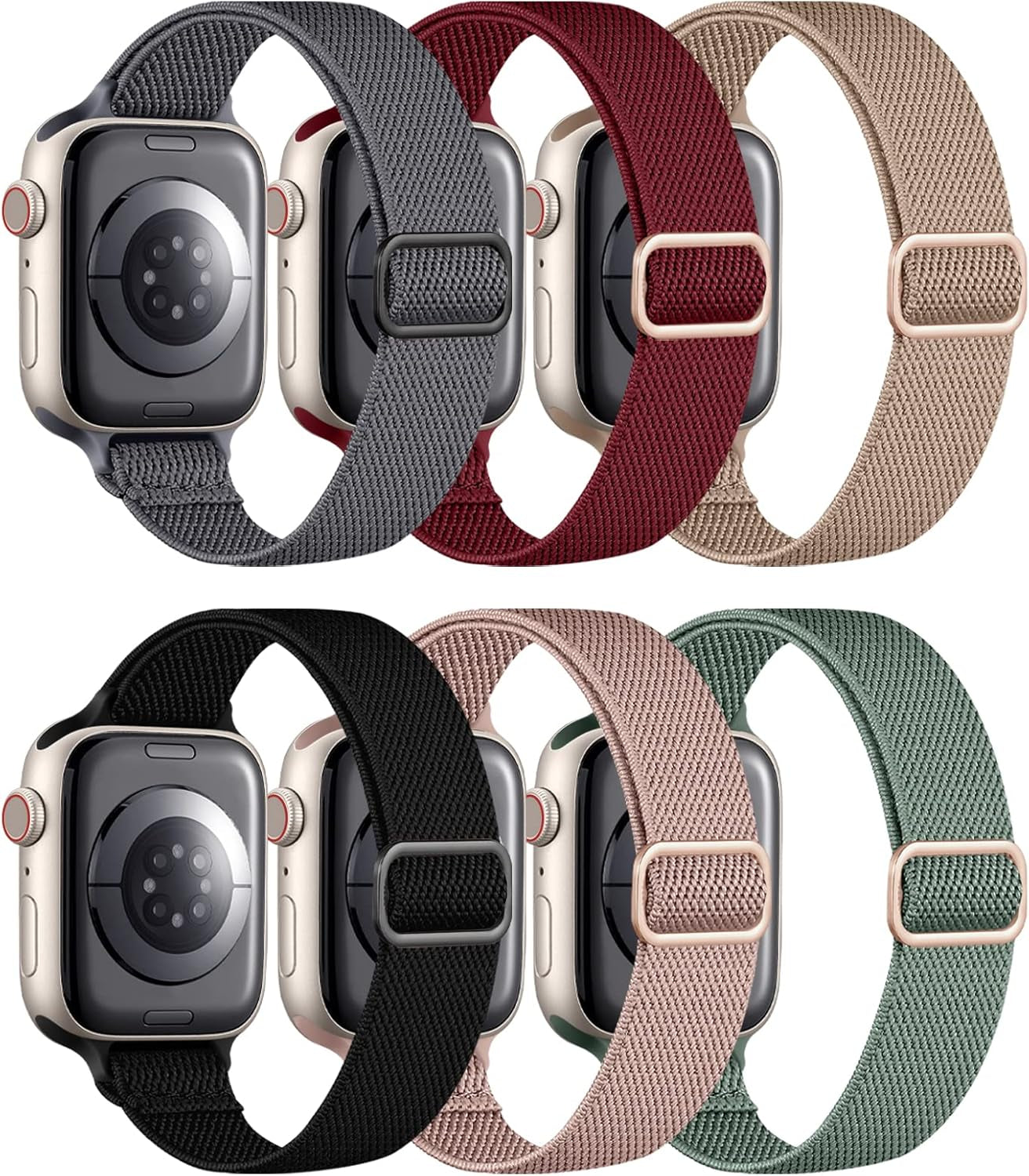 6 Pack Slim Stretchy Compatible with Apple Watch Band 42Mm 44Mm 45Mm 49Mm Women Lady, Soft Solo Loop Bands Adjustable Strap Replacement for Iwatch Series 8/7/6/5/4/3/2/1/Se/Ultra, (Package E)