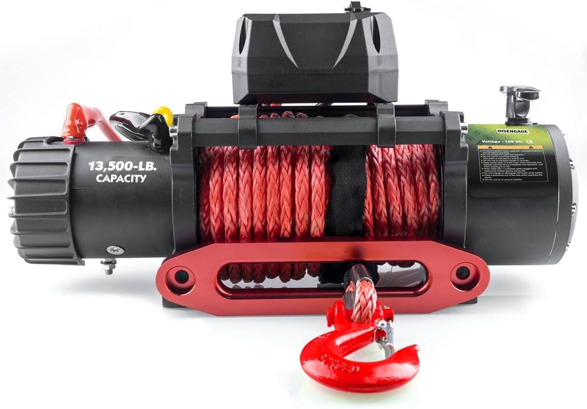 13500Lb Waterproof Electric Truck Winch 12V Steel Rope Jeep Winch with Roller Fairlead, Wired Handle and 2 Infrared Remote,For UTV ATV & Jeep Truck and Wrangler in Car Lift TRUCK DRIVER