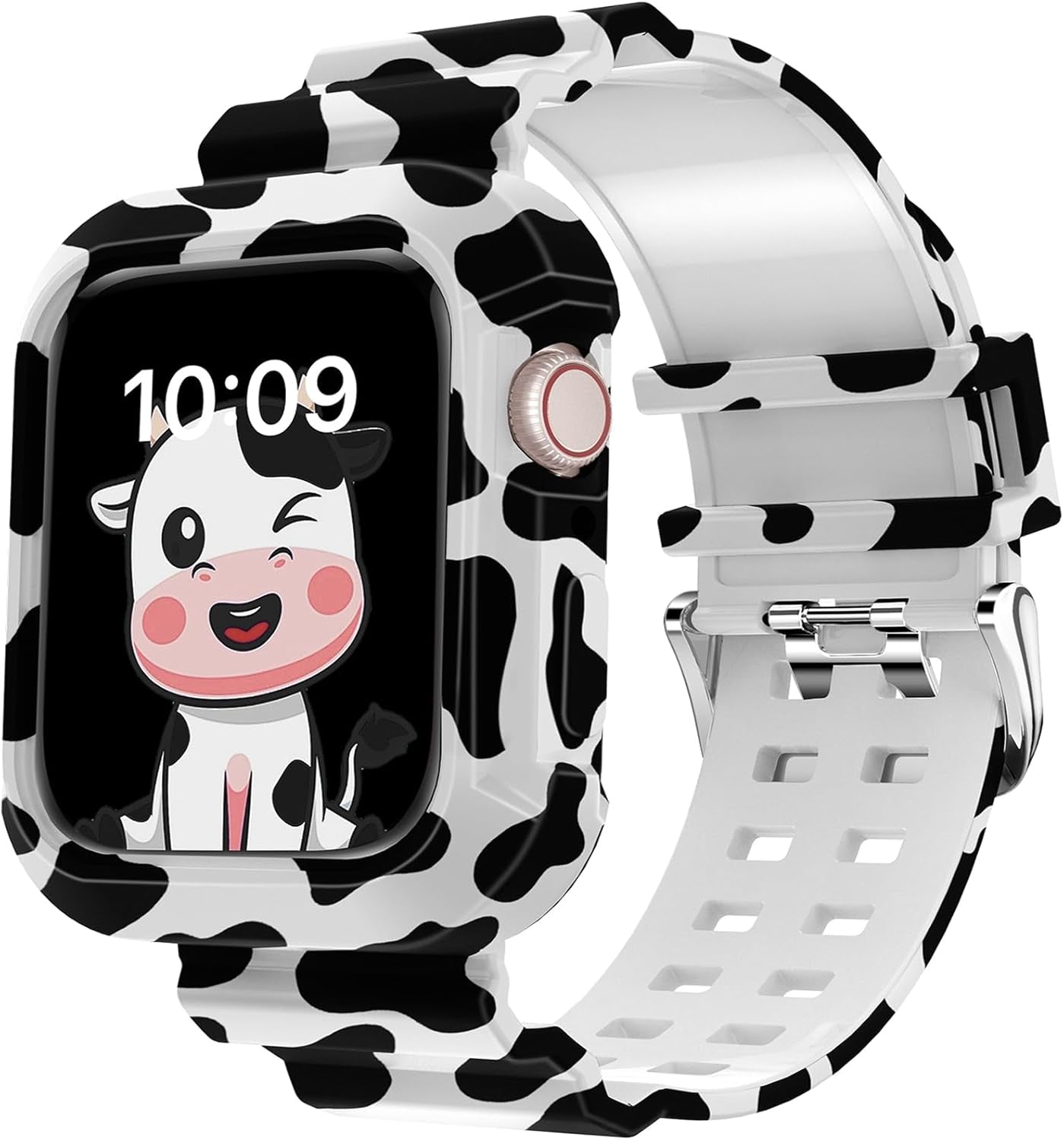 Compatible for Clear Apple Watch Band with Bumper Case, Women Men Glitter Bling TPU Sport Strap for Iwatch SE Ultra Series 10 9 8 7 6 5 4 3 2 1
