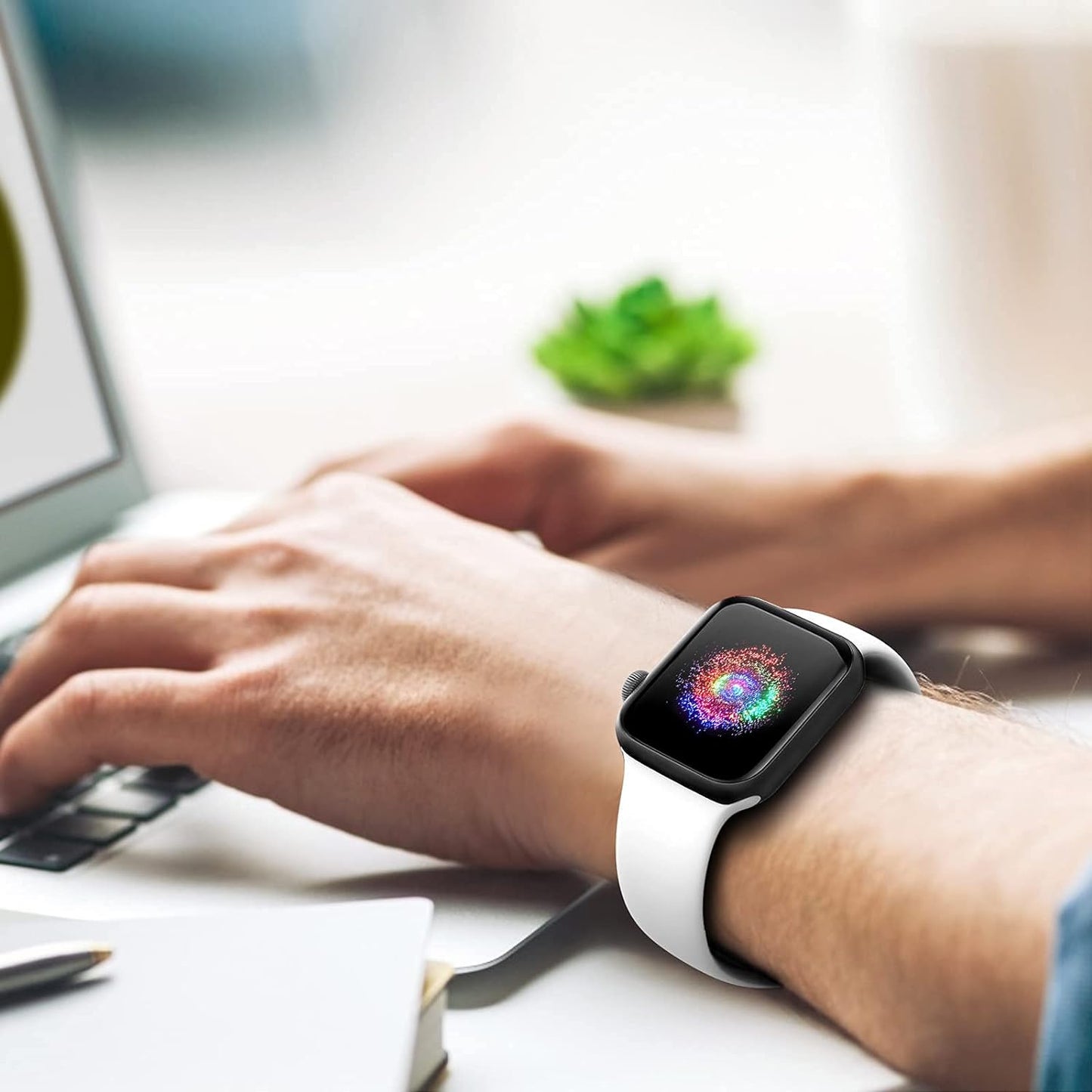 Sport Band Compatible with Apple Watch Bands 38Mm 40Mm 41Mm 42Mm 44Mm 45Mm 49Mm,Soft Silicone Strap Compatible for Apple Watch Series 9 Ultra 8 7 6 5 4 3 2 1 SE Men Women White 38/40/41MM