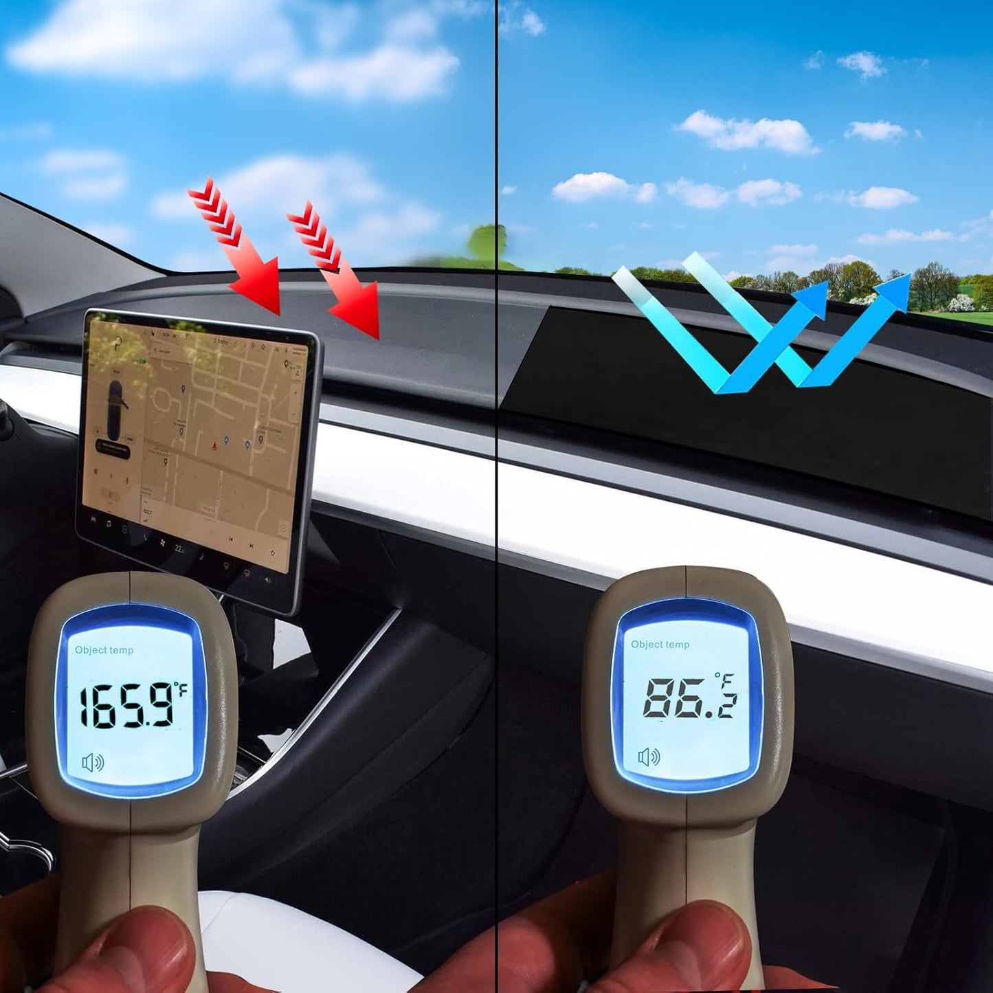 Dash Cover for Tesla Model Y Model 3 Accessories Dashboard Cover Dash Mat Plastic Interior Complements Protection for Tesla Model Y 2024 2023-2020 and Model 3 2023-2017 (Black-My&M3)