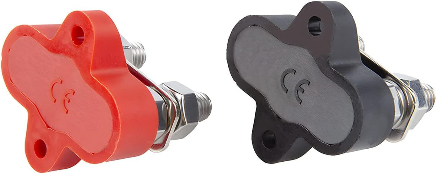 2Pcs 5/16"Bus Bar, Power Distribution Junction Block Post Positive Negative, M8 48V Terminal Insulated Dual/Single Stud, Car Accessories for Truck RV Boat TRUCK DRIVER