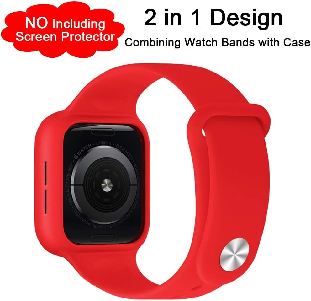 Compatible for Apple Watch Band with Case,Soft Silicone Sport Bands Wrist Strap with Protective Bumper for Iwatch SE Series 6 / Series5 / Series 4 Accessories.