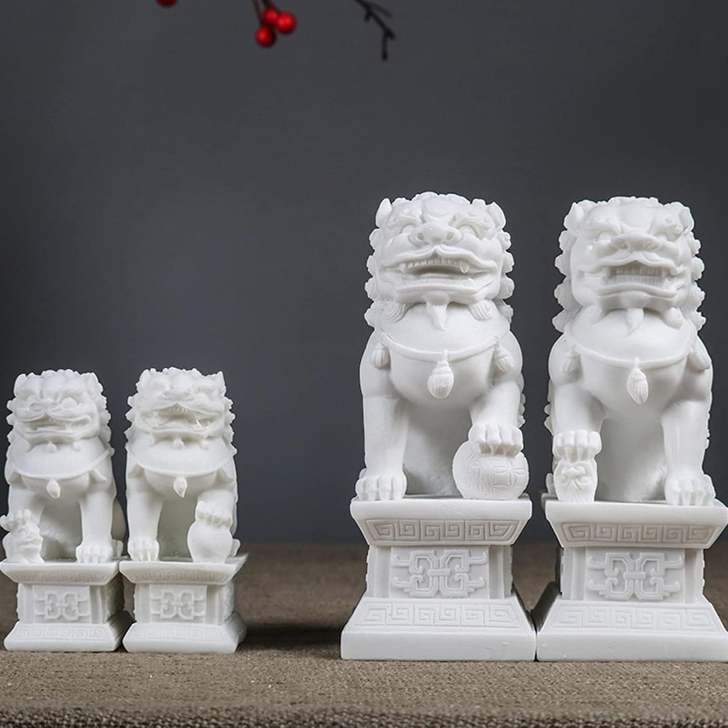 Foo Dogs Statues Pair, Chinese Fu Foo Dogs Guardian Lion Statues Beijing Lions Ornaments 2024 Feng Shui Home Decor Indoor Outdoor Ward off Evil Energy (Small)