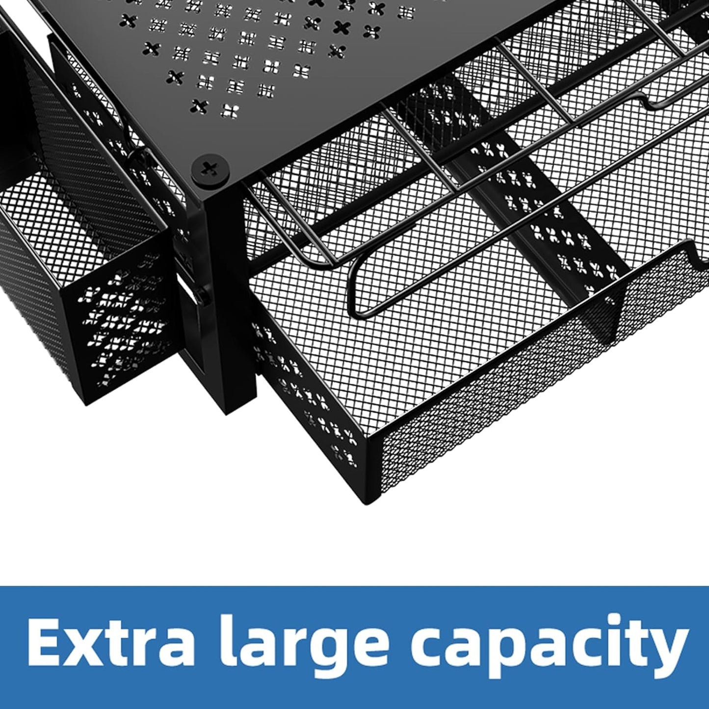 Coffee Pod Holder for K Cups, with 2 Tier Slidng Storage Drawer and Coffee Accessories Holder, 63 Large or 80 Small Capsule Organizer, Black