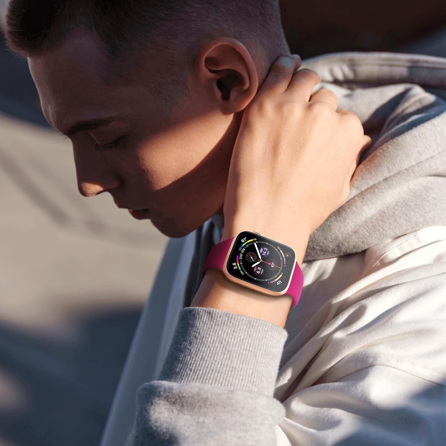 Sport Silicone Band Compatible with Apple Watch Bands 40Mm 38Mm 41Mm 44Mm 45Mm 49Mm 42Mm Women Men, Soft Strap Waterproof Replacement for Iwatch Series 9 Ultra 8 7 SE 6 5 4 3 2 Dragon Fruit