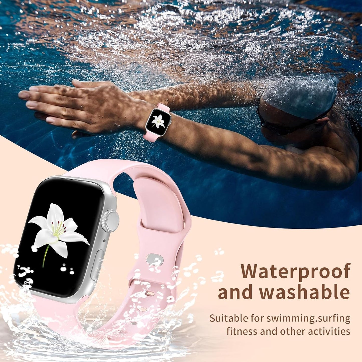 Band Compatible with Apple Watch 38Mm 40Mm 41Mm 42Mm 44Mm 45Mm 49Mm S/M L/M, Replacement Soft Silicone Sport Strap for Iwatch Series Ultra 9/8/7/6/5/4/3/2/1 SE Women Men