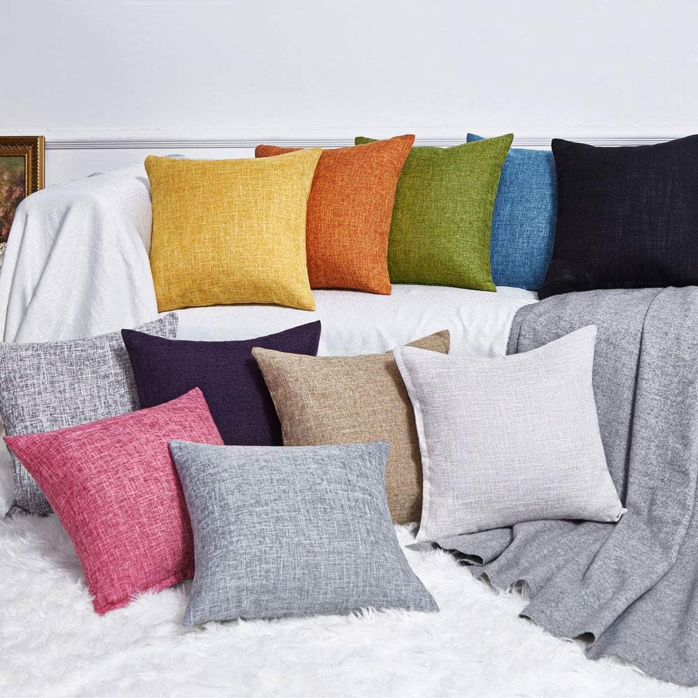 Thanksgiving Pillow Covers 18X18 Inch for Fall Decor Set of 2 Burnt Orange Rustic Linen Decorative Square Throw Pillow Covers Cushion Case for Sofa Couch Farmhouse Home Decorations