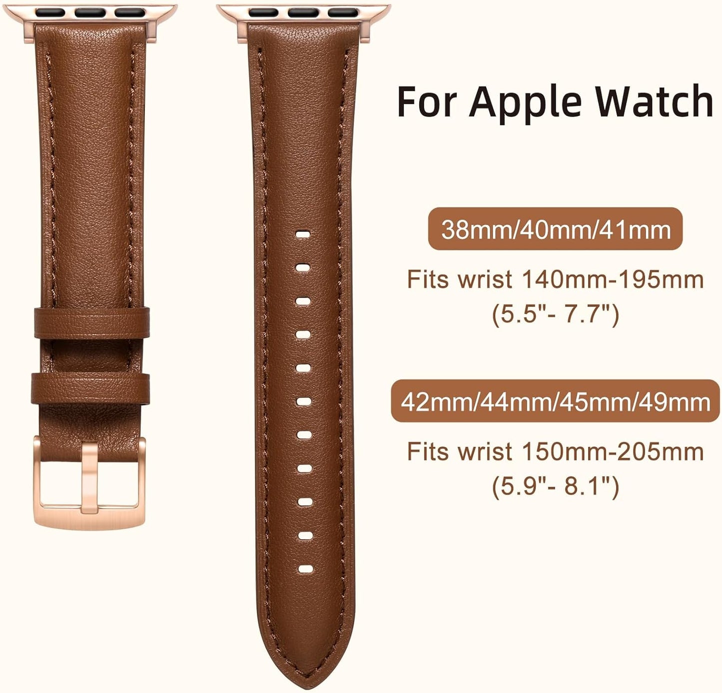 Leather Band Compatible with Apple Watch Bands 44Mm 40Mm 45Mm 42Mm 41Mm 38Mm 49Mm Women Men, Top Grain Genuine Leather Strap Wristband for Iwatch Series 9 8 7 6 5 4 3 2 1 SE Ultra 2 Ultra