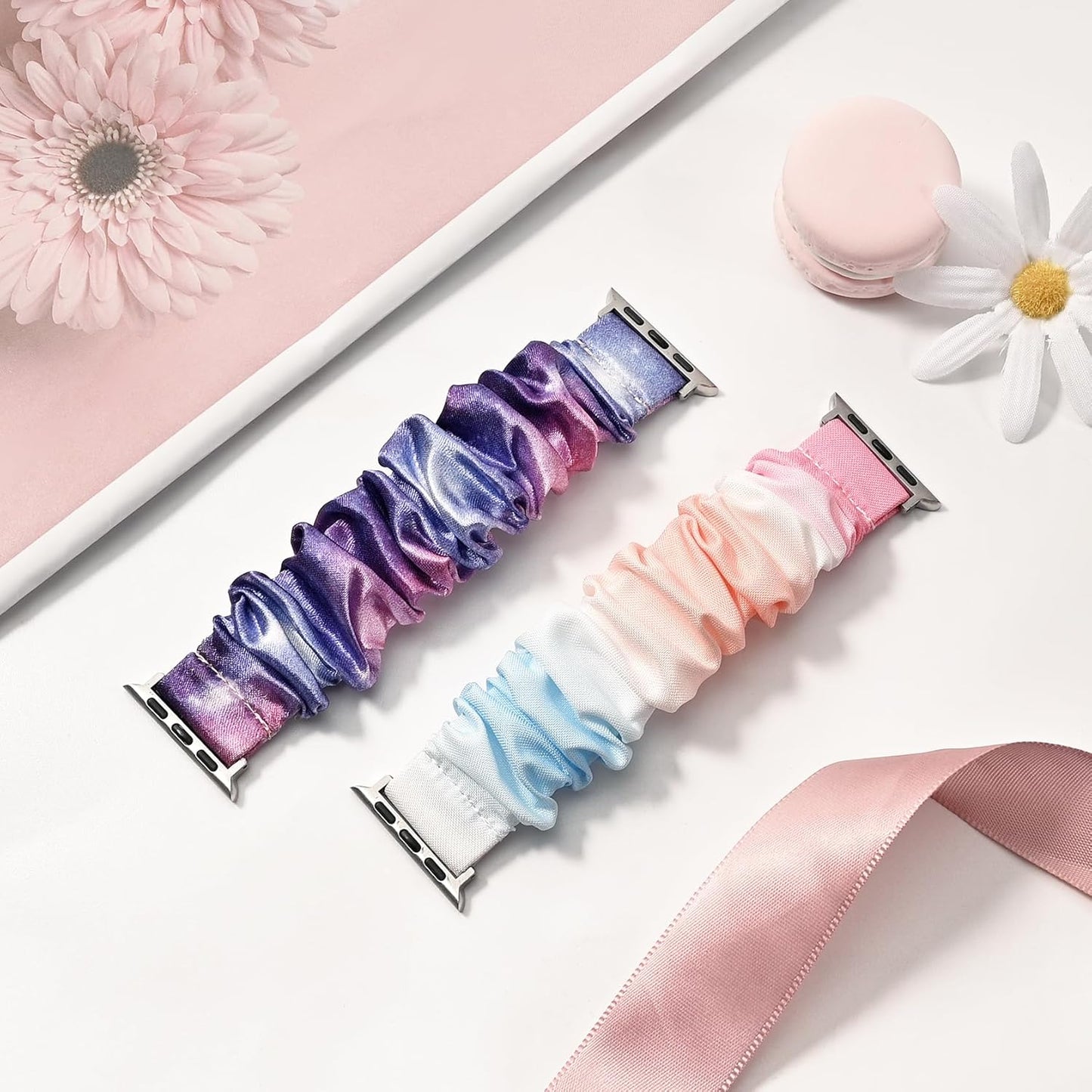 Scrunchie Bands Compatible with Kids Apple Watch Band 38Mm 40Mm 41Mm & 42Mm 44Mm 45Mm 46Mm 49Mm,Cute Printed Elastic Loop Bands Compatible with Iwatch Series 10/9/8/7/6/5/4/3/Se/Se2/Ultra 2/Ultra for Boy Girl Small Wrist