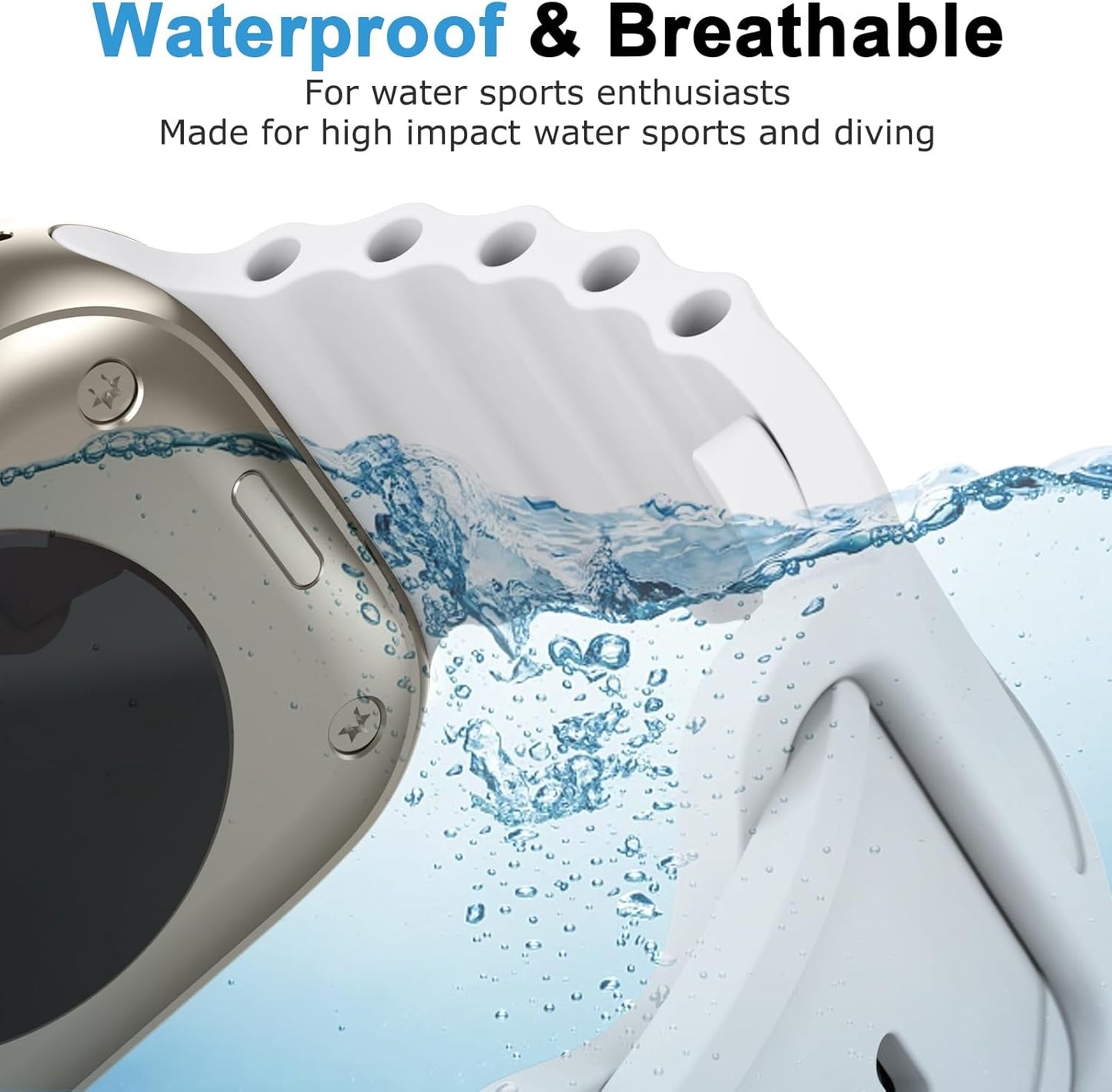 Silicone Ocean Bands Compatible with Apple Watch Band Ultra 49Mm 45Mm 44Mm 41Mm 38Mm 40Mm 42Mm for Women Men, Soft Breathable Sport Ocean Loop Wristband Replacement Strap Compatible for Apple Watch Ultra 2/Ultra Iwatch SE2/SE Series 9 8 7 6 5 4 3 2 1