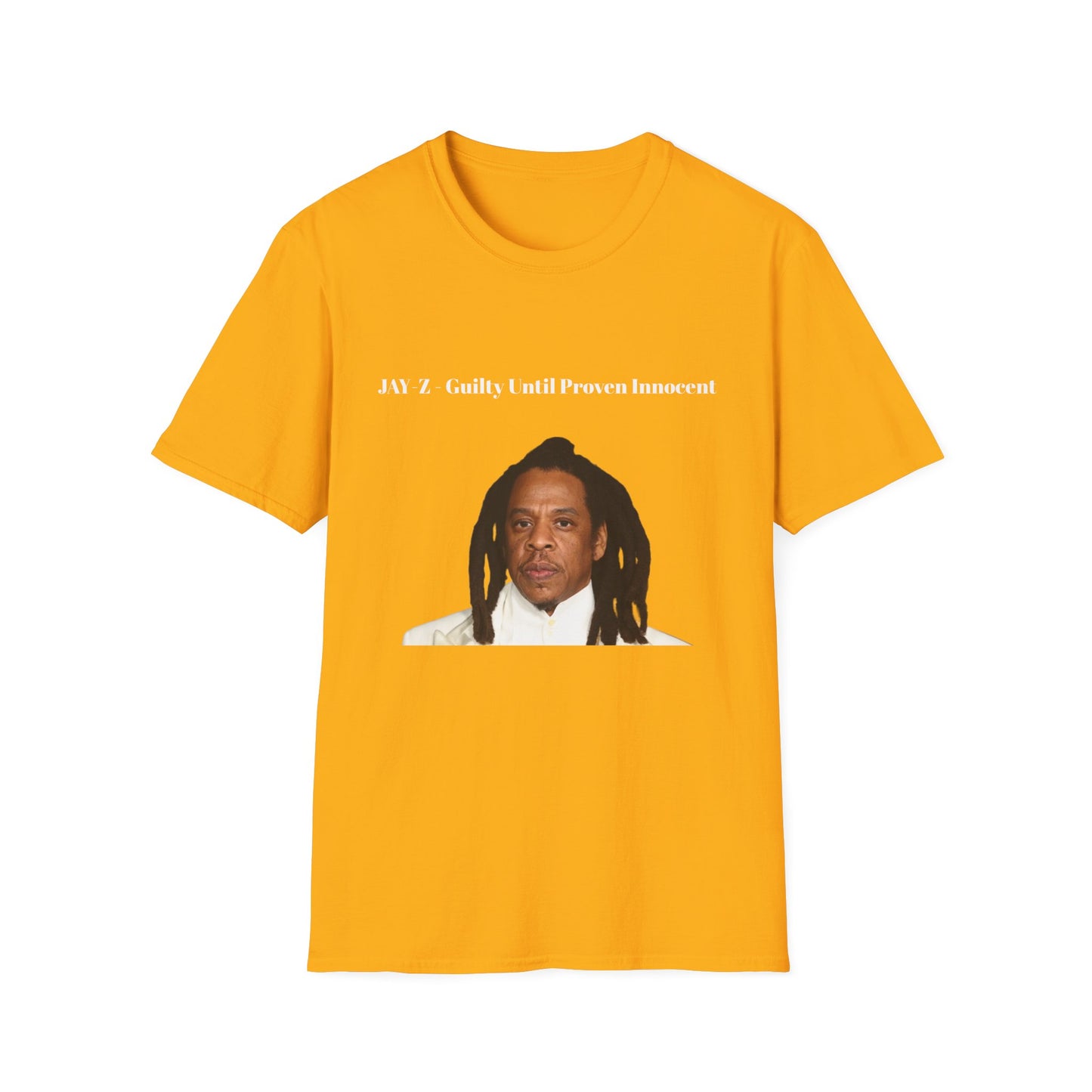 The JAY-Z "Guilty Until Proven Innocent" Unisex Softstyle T-Shirt is a stylish and comfortable graphic tee