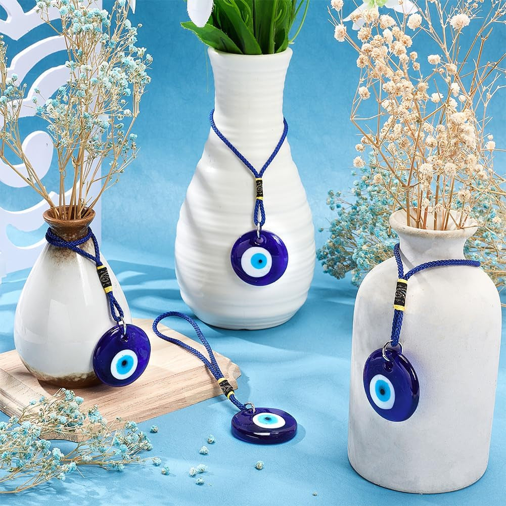 4Pcs Blue Evil Eye Glass Hanging Pendant Car Charm Ornament Evil Eye Decor Turkish Greek Amulet Car Accessories Evil Eye Charm for Good Luck Protection Wedding Party Christmas Favors Gift