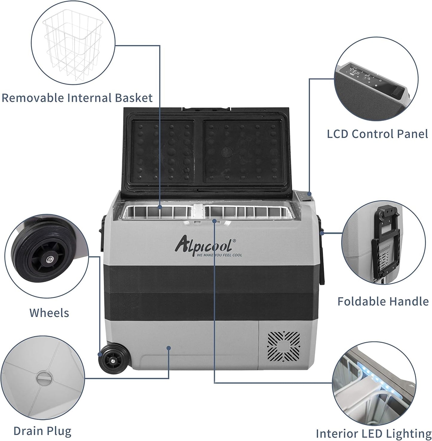 T60 Dual Temperature Control 12 Volt Refrigerator 63 Quart Portable Car Fridge Freezer (-4°F~68°F) for Truck, RV, Boat, Camping and Travel TRUCK DRIVER