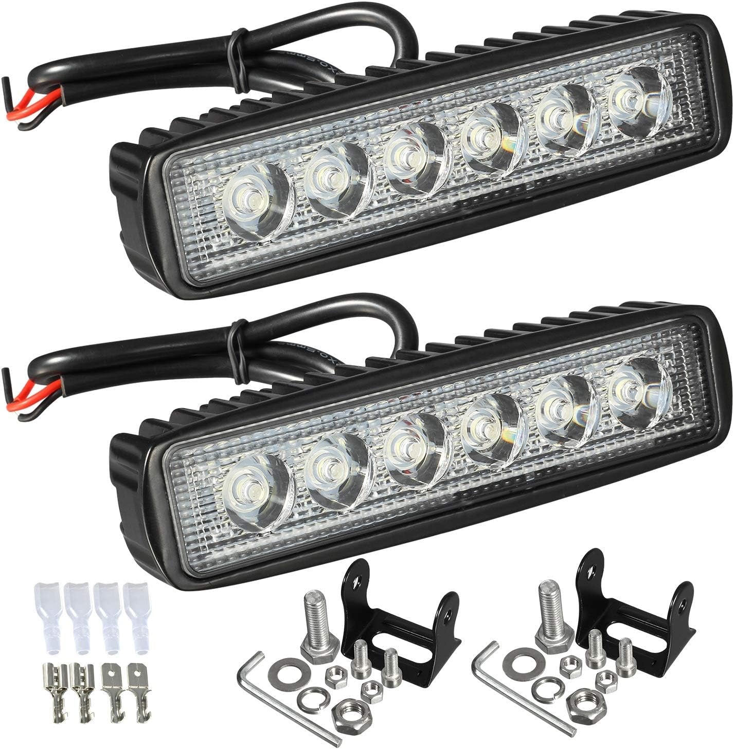 6" LED Light Bar White 36W 6500K Super Bright Spot Work Pods Single Row off Road Driving Fog Boat Light Waterproof SUV ATV 4WD Car Truck Golf Cart 12V 24V IP67 (2Pcs)