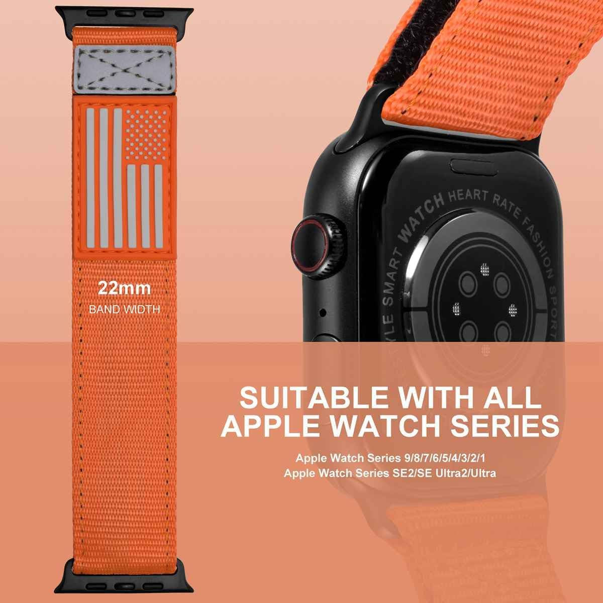 Rugged Nylon Band Compatible with Apple Watch Series 9/8/7 6/5/4/3/2/1/SE/SE2 Ultra 1/2, Sports Strap Woven Design for Iwatch 49Mm 42Mm/44Mm/45Mm 38Mm/40Mm/41Mm