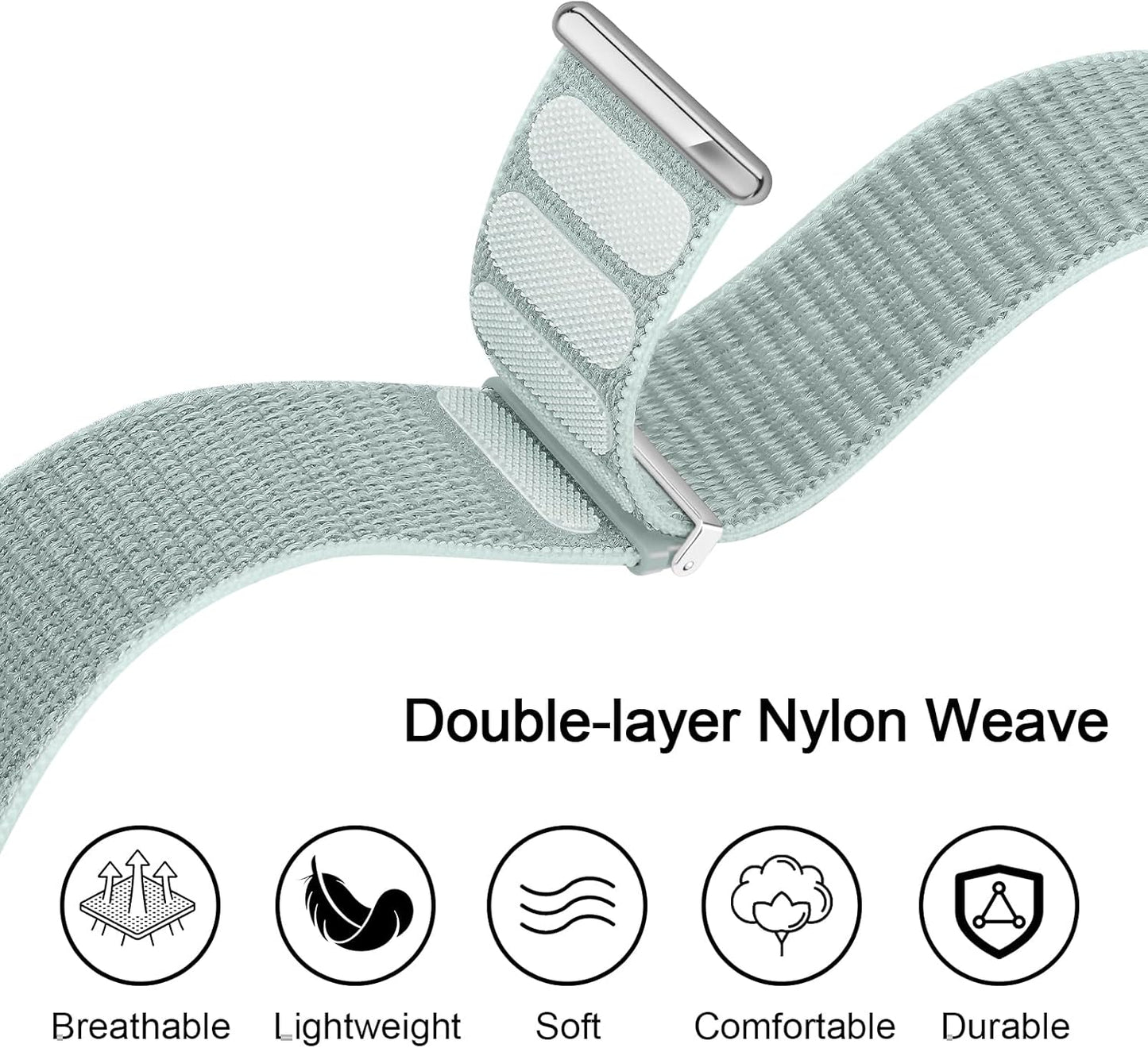 Nylon Band Compatible with Apple Watch Band 38Mm 40Mm 41Mm 42Mm 44Mm 45Mm 46Mm 49Mm for Women Men, Soft Braided Stretchy Solo Loop Sport Band for Iwatch Series 10/9/8/7/6/Se/Ultra Blue Fog S