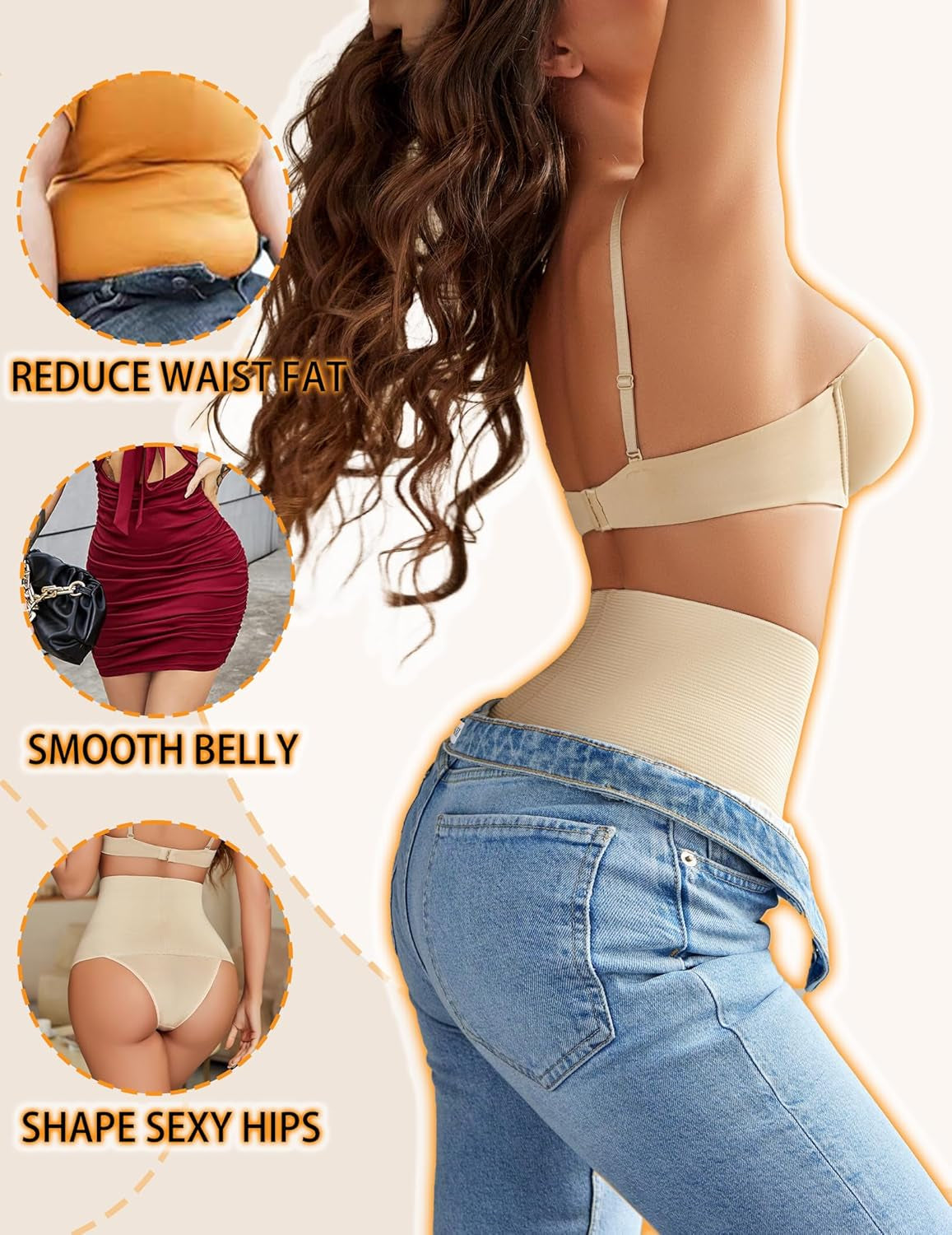 Women'S Shapewear Tummy Control Thong Mid Waist Lightweight Shaping Underwear Panty Girdle Body Shaper Brief