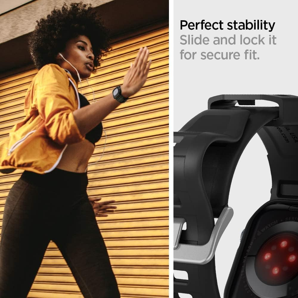 Rugged Armor Pro Designed for Apple Watch Case with Band Series 9/8/SE2/7/6/SE/5/4 45Mm/44Mm - Black