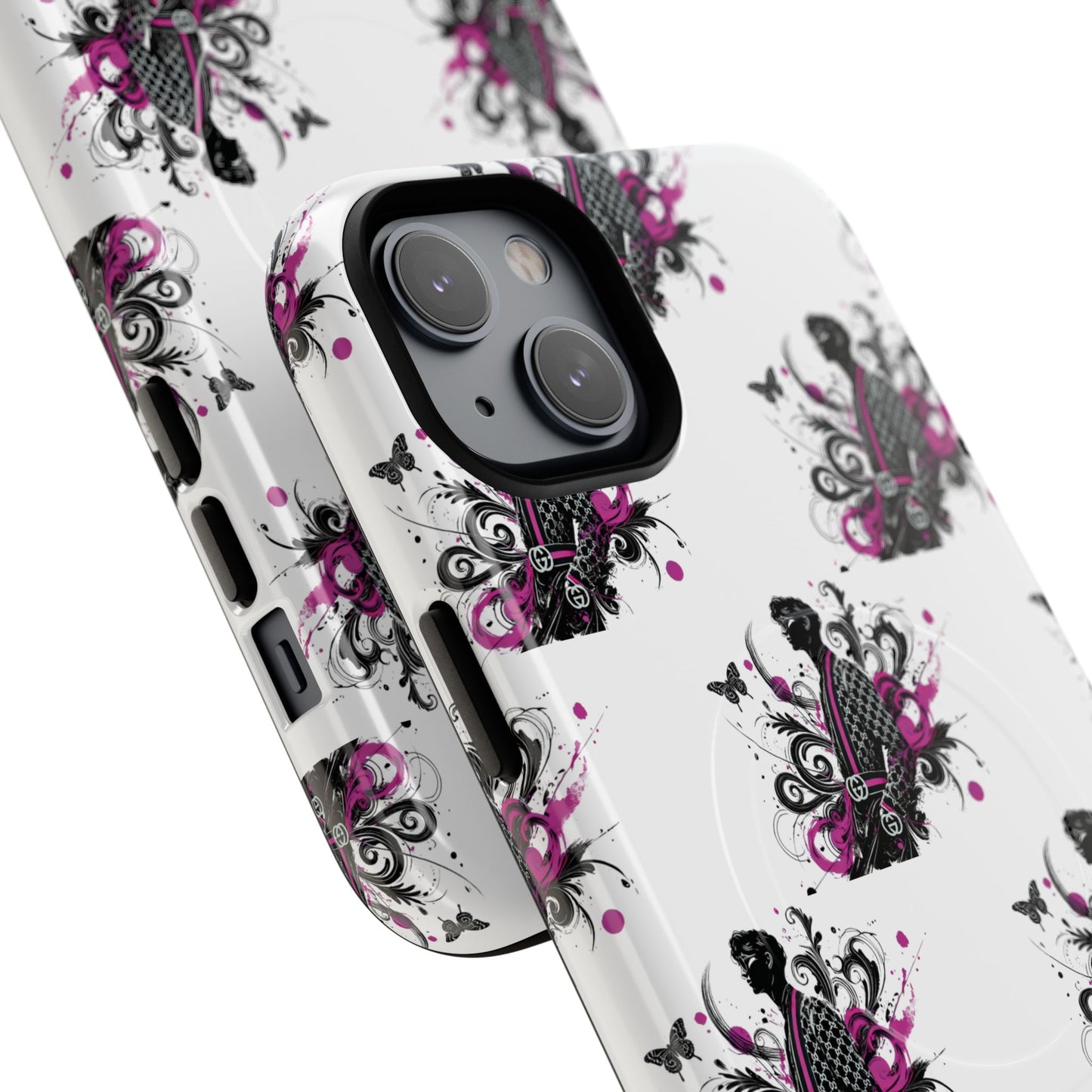 Stylish Tough Magnetic Phone Case with Vibrant Floral Design