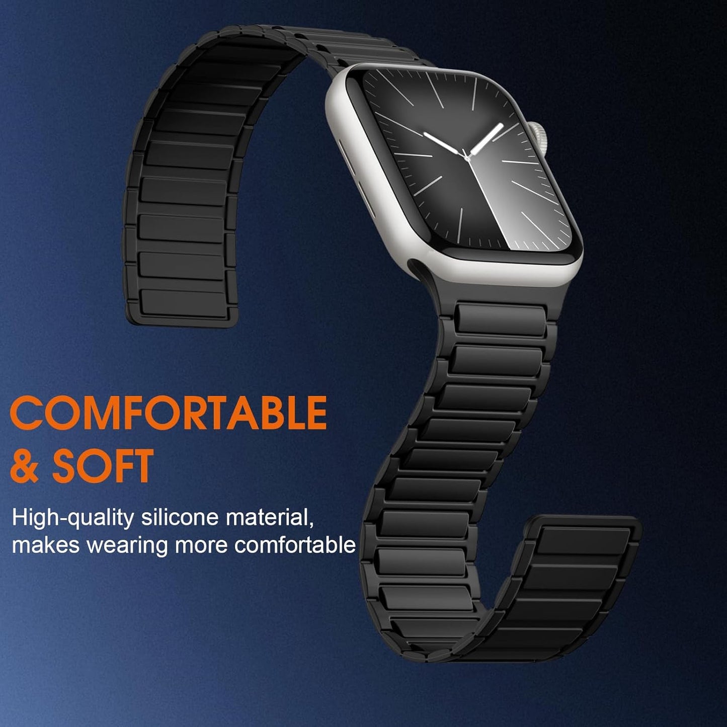 Magnetic Band Compatible with Apple Watch 45Mm for Men 46Mm 44Mm 42Mm 41Mm 40Mm 38Mm 49Mm Bands, Sport Silicone Strap Strong Magnet Link Wristband for Iwatch Series 10 9 8 7 6 5 4 3 SE Ultra 2