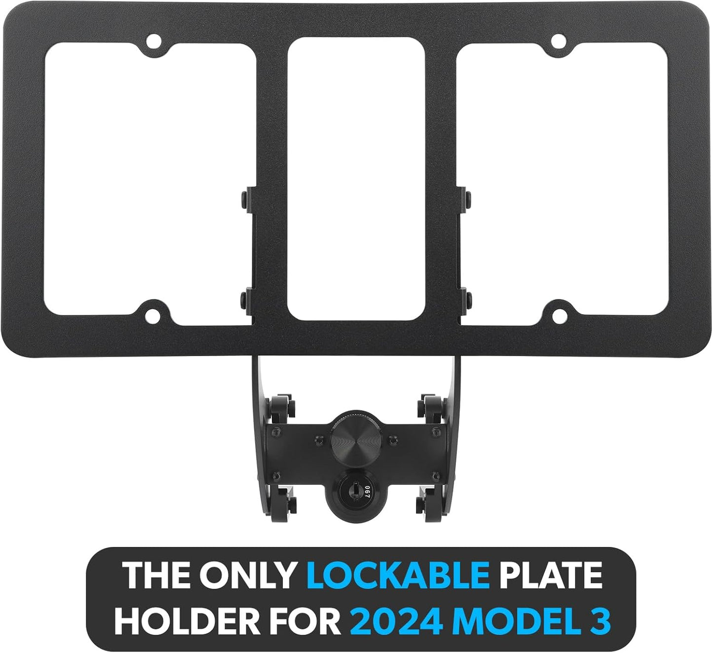 License Plate Holder for Tesla Model 3 2024 Highland Refresh, Lockable Front License Plate Mount Kit with Anti-Theft Features, No Adhesives License Frame