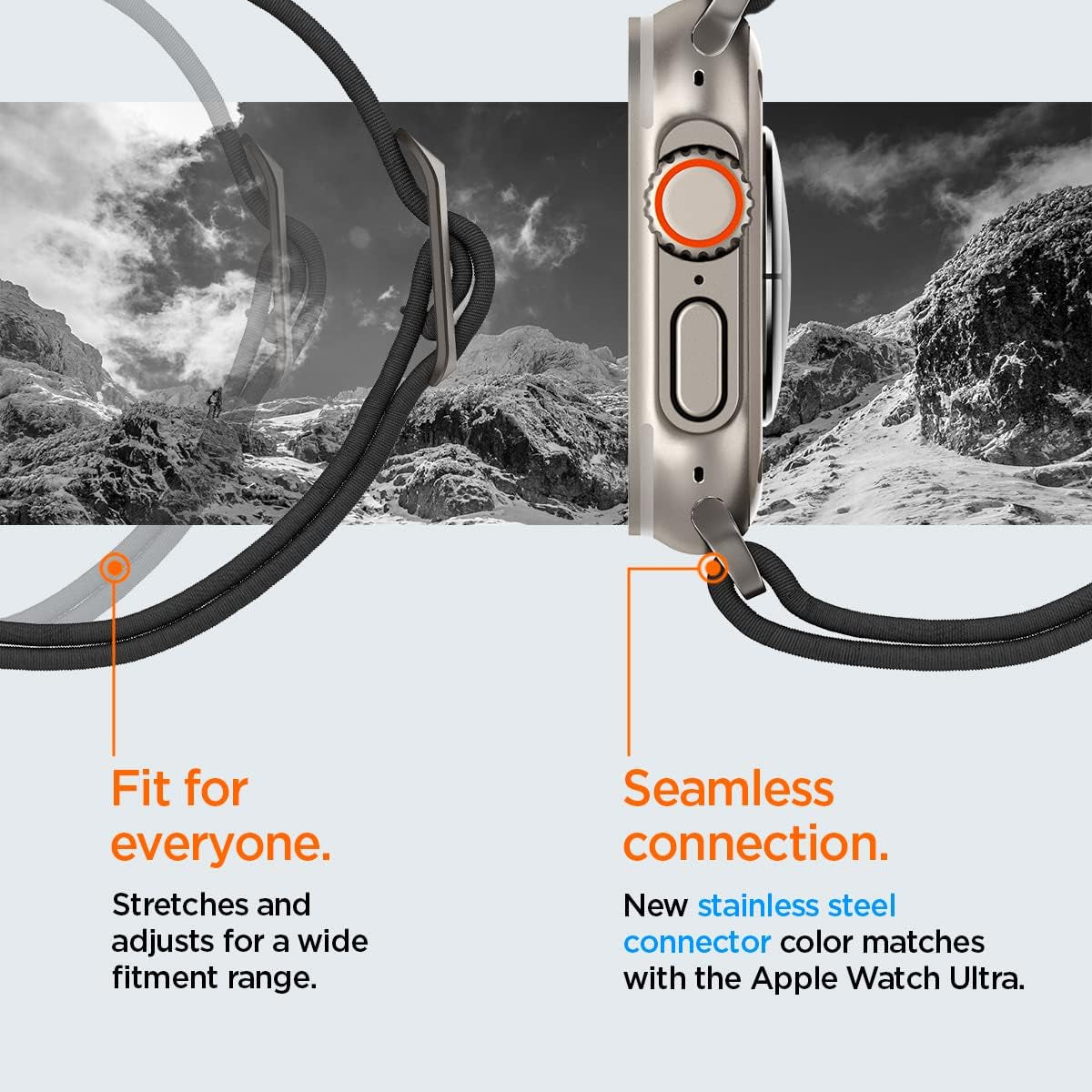 Lite Fit Ultra Band Designed for Apple Watch Band for Apple Watch Ultra2/Apple Watch Ultra 49Mm, Series 9/8/SE2/7/6/SE/5/4/3/2/1 45Mm/44Mm/42Mm Nylon Solo Loop