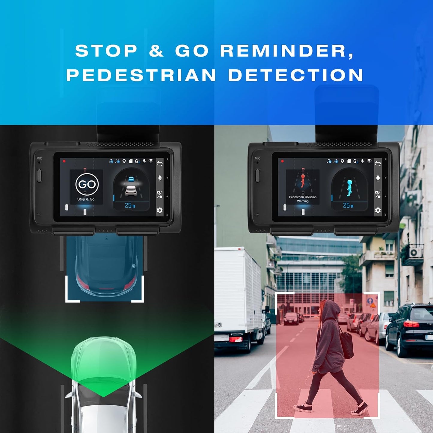 Type S T400 Ai-Powered Driver Assistance 4K Dash Cam with ADAS, Collision Warnings, Lane and Pedestrian Detection, Vehicle Departure Reminders, Front Rear Smart Incident Video Surveillance, SD Card