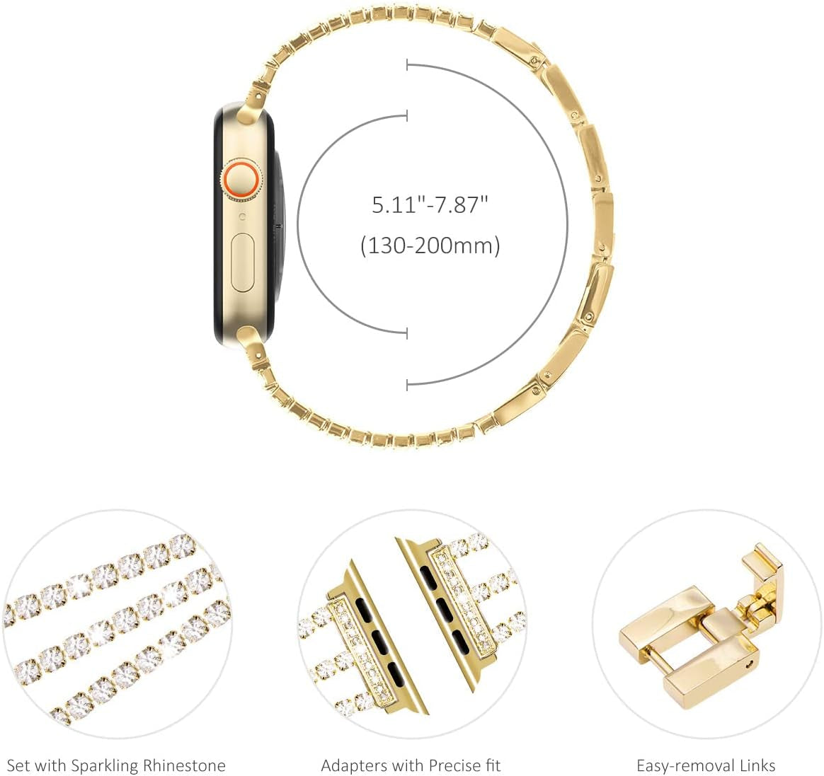 Compatible for Apple Watch Band Series 9 8 Series 7 SE Series 6 5 4 3, Sparkling Bling Shiny Diamonds Bracelet for Iwatch Band Womens
