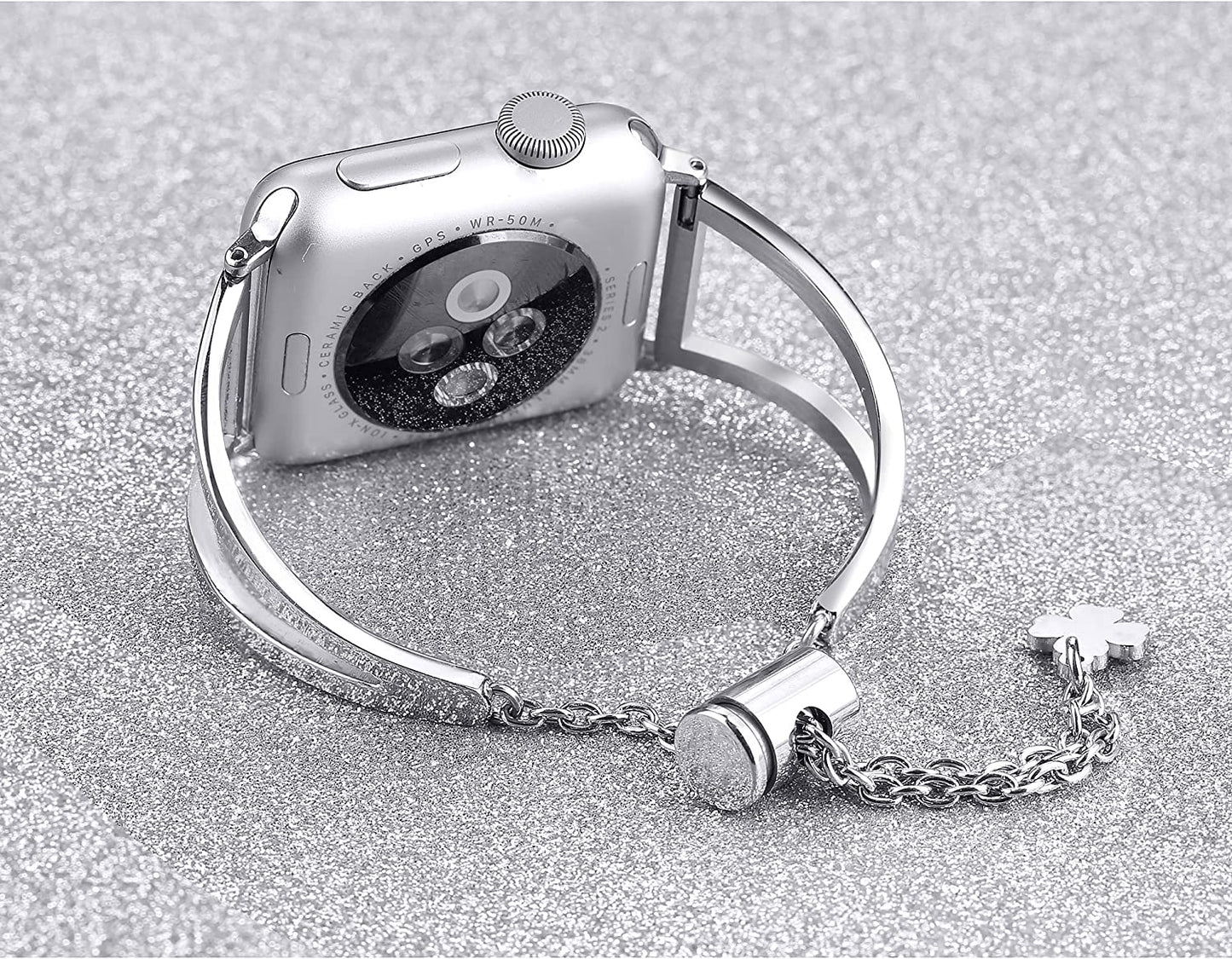 Stainless Steel Bands Compatible with Apple Watch Bands 38Mm 40Mm 41Mm 42Mm 44Mm 45Mm Iwatch Series 9/8/7/6/5/4/3/2/1/SE, Dressy Metal Bangle Bracelet Women