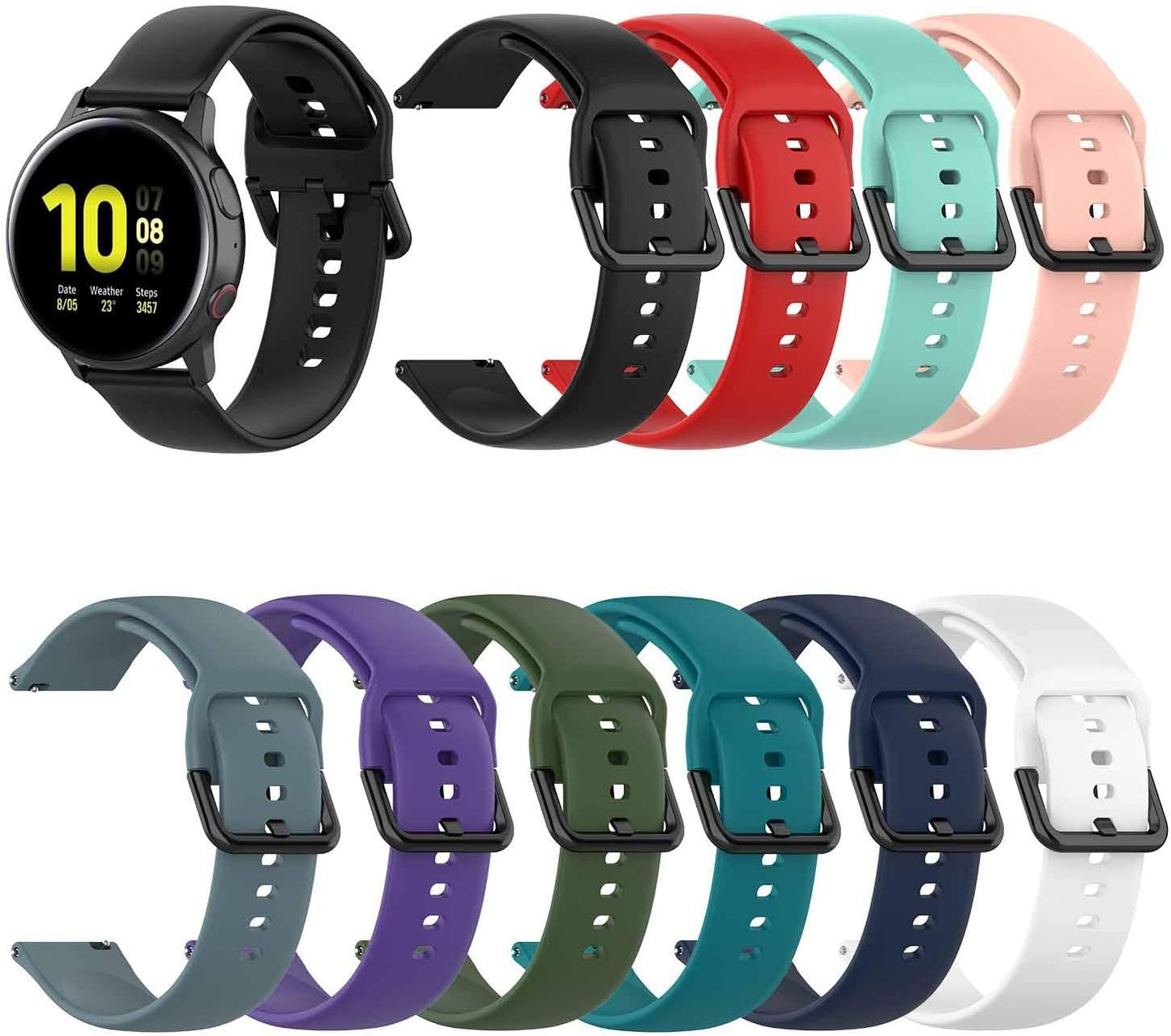 Compatible for Active 2 Watch 44Mm 40Mm/Galaxy Watch 4 Classic 46Mm 42Mm/Watch 3 41Mm Band,20Mm Soft Silicone Replacement Strap for Galaxy Watch Band 6 5 4 40Mm 44Mm/Galaxy Watch 5 Pro 45Mm