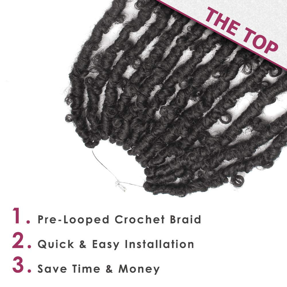 6 Packs Butterfly Locs Crochet Hair 12 Inch Pre Looped Distressed Locs Crochet Braids (2#)