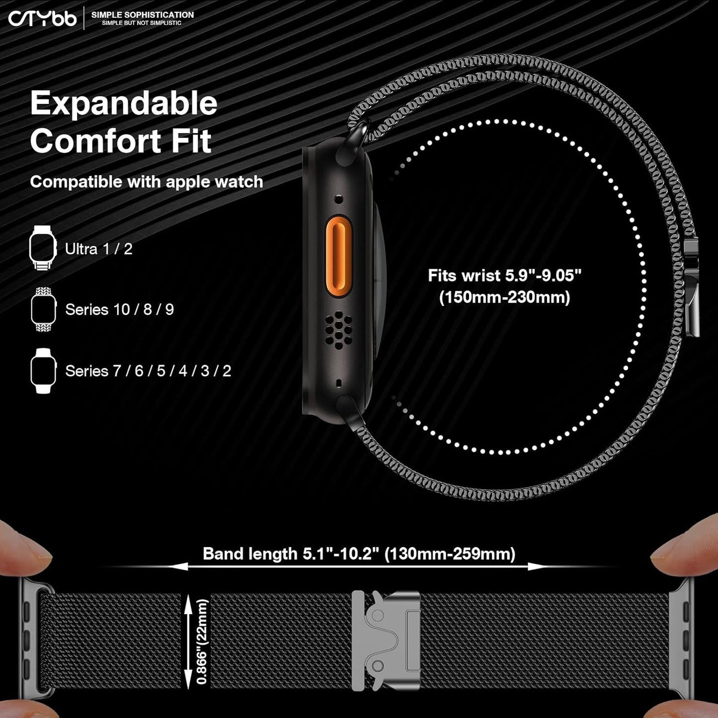 Milanese Mesh Loop Compatible with Apple Watch Band 40Mm 41Mm 38Mm 42Mm Series 10 9 8 7 SE 6 5 4 3 2 1 Men & Women, Stainless Steel Wider Metal Strap with Magnetic Clasp for Iwatch Bands